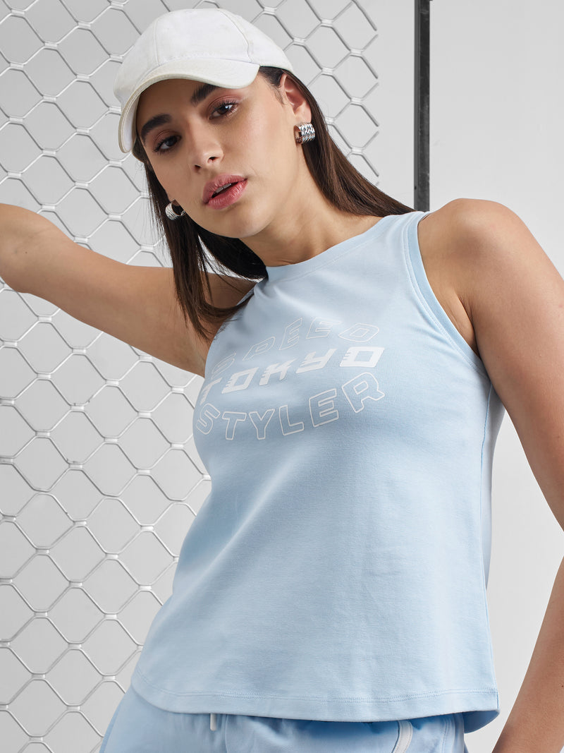 Street By Tokyo Talkies Women Blue Printed Regular Top - Blue - Image 1