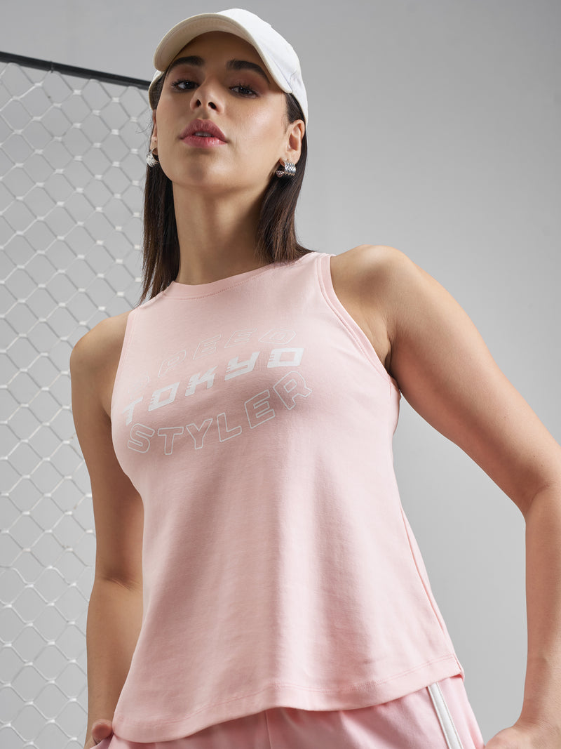 Street By Tokyo Talkies Women Pink Printed Tank Top - Pink - Image 1
