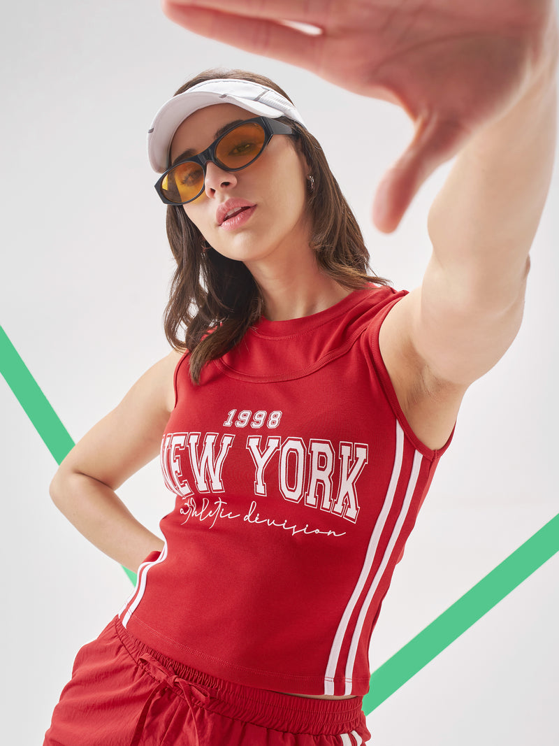 Street By Tokyo Talkies Women Red Printed Tank Top - Red - Image 1