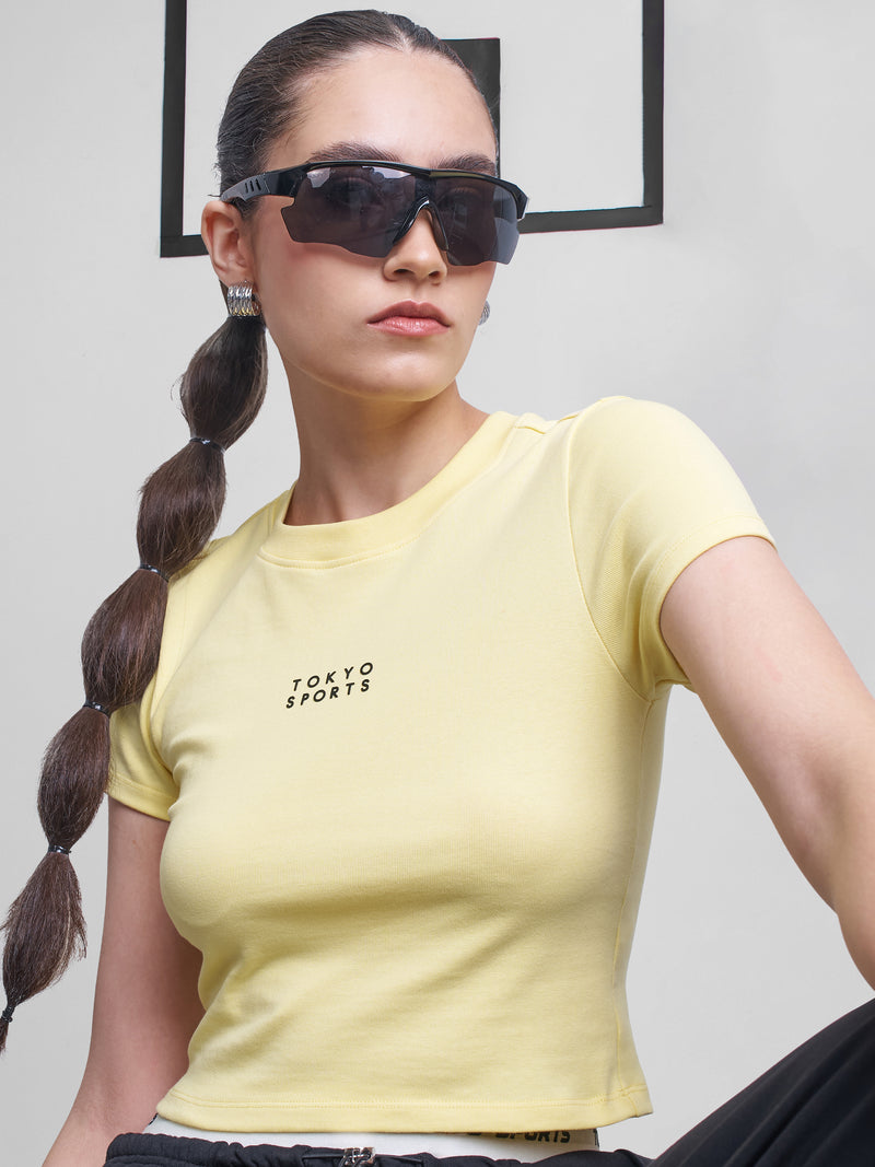 Street By Tokyo Talkies Women Yellow Solid Regular Top - Yellow - Image 1