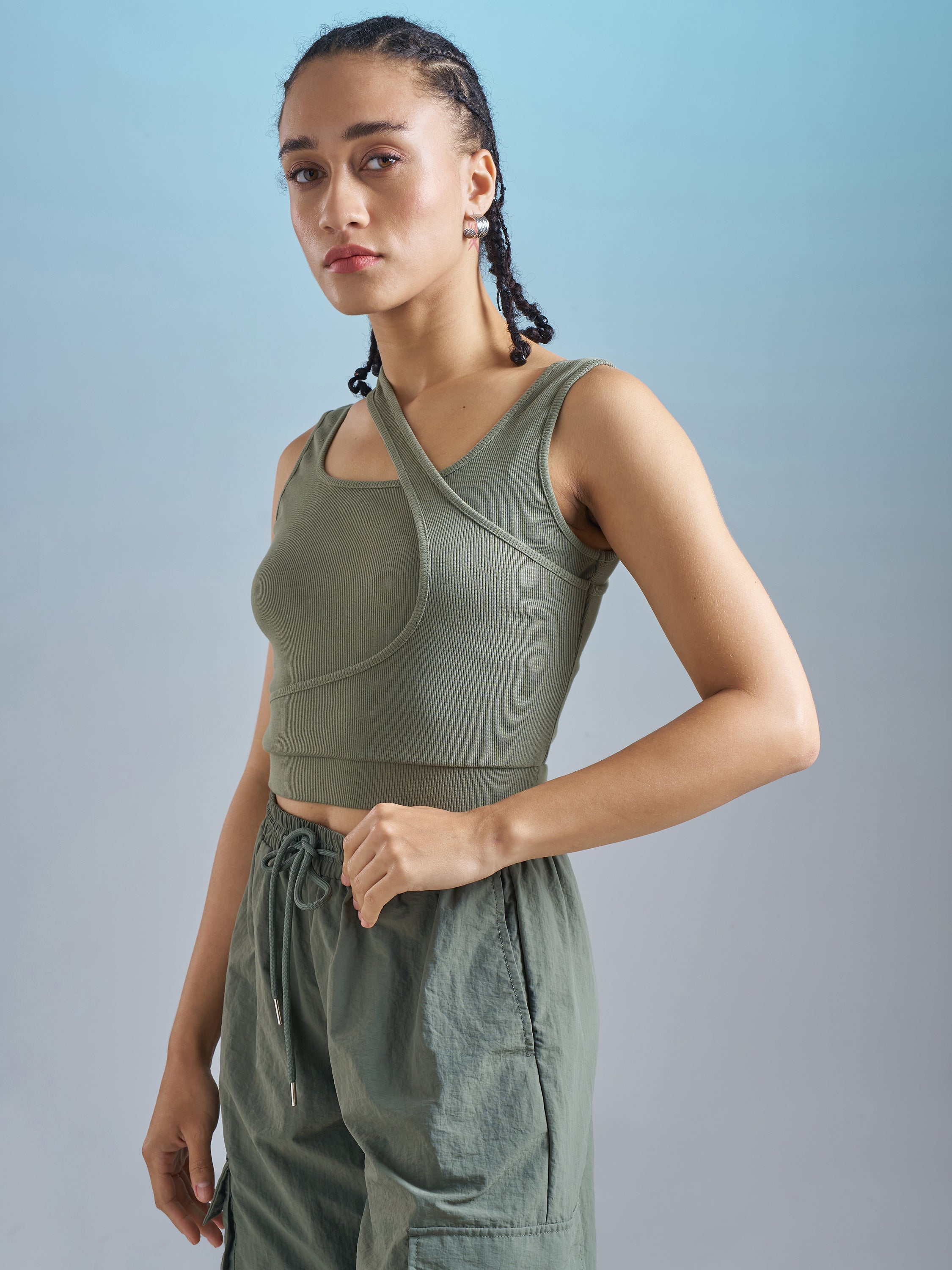 Street By Tokyo Talkies Women Olive Solid Regular Top - Olive - Image 4