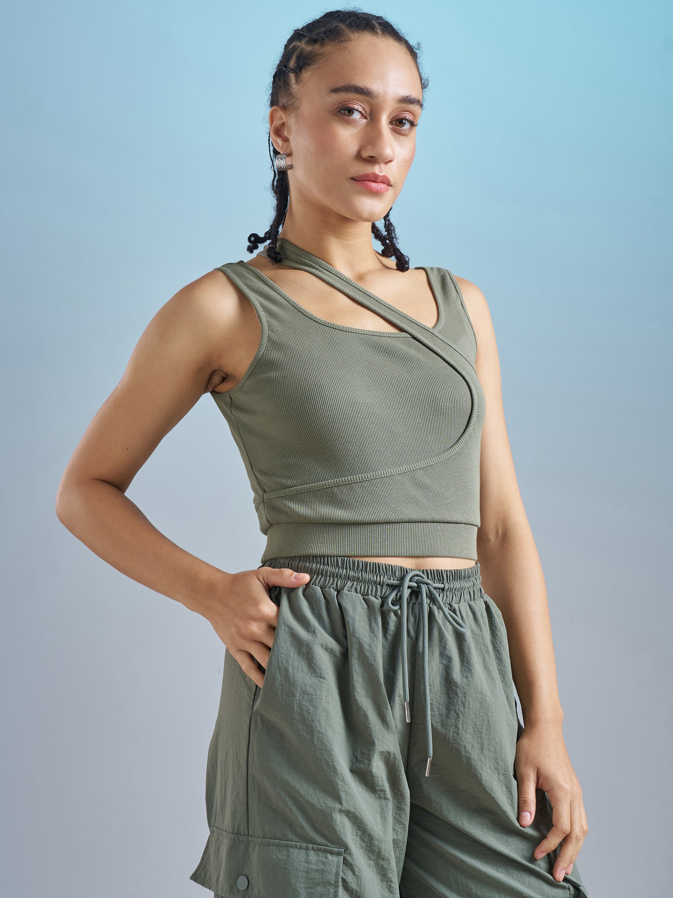 Street By Tokyo Talkies Women Olive Solid Regular Top - Olive - Image 6