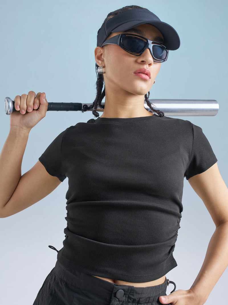 Street By Tokyo Talkies Women Black Solid Regular Top - Black - Image 1