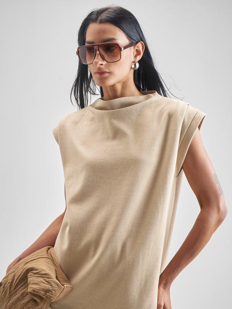 Street By Tokyo Talkies Women Beige Solid Regular Top - Beige - Image 1