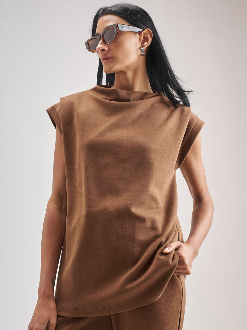 Street By Tokyo Talkies Women Brown Solid Regular Top - Brown - Image 1