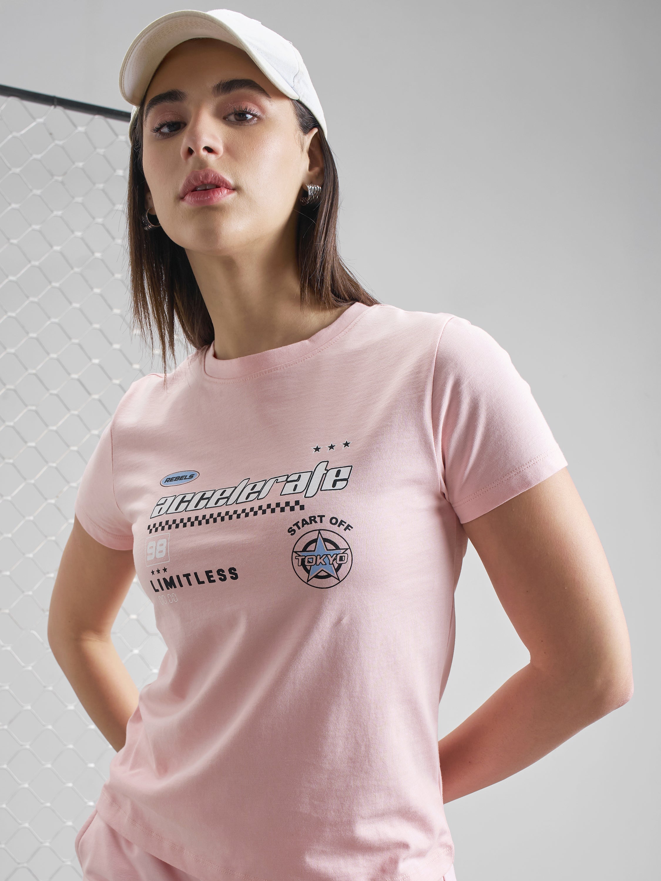 Street By Tokyo Talkies Women Pink Printed Round Neck T-Shirt - Pink - Image 1