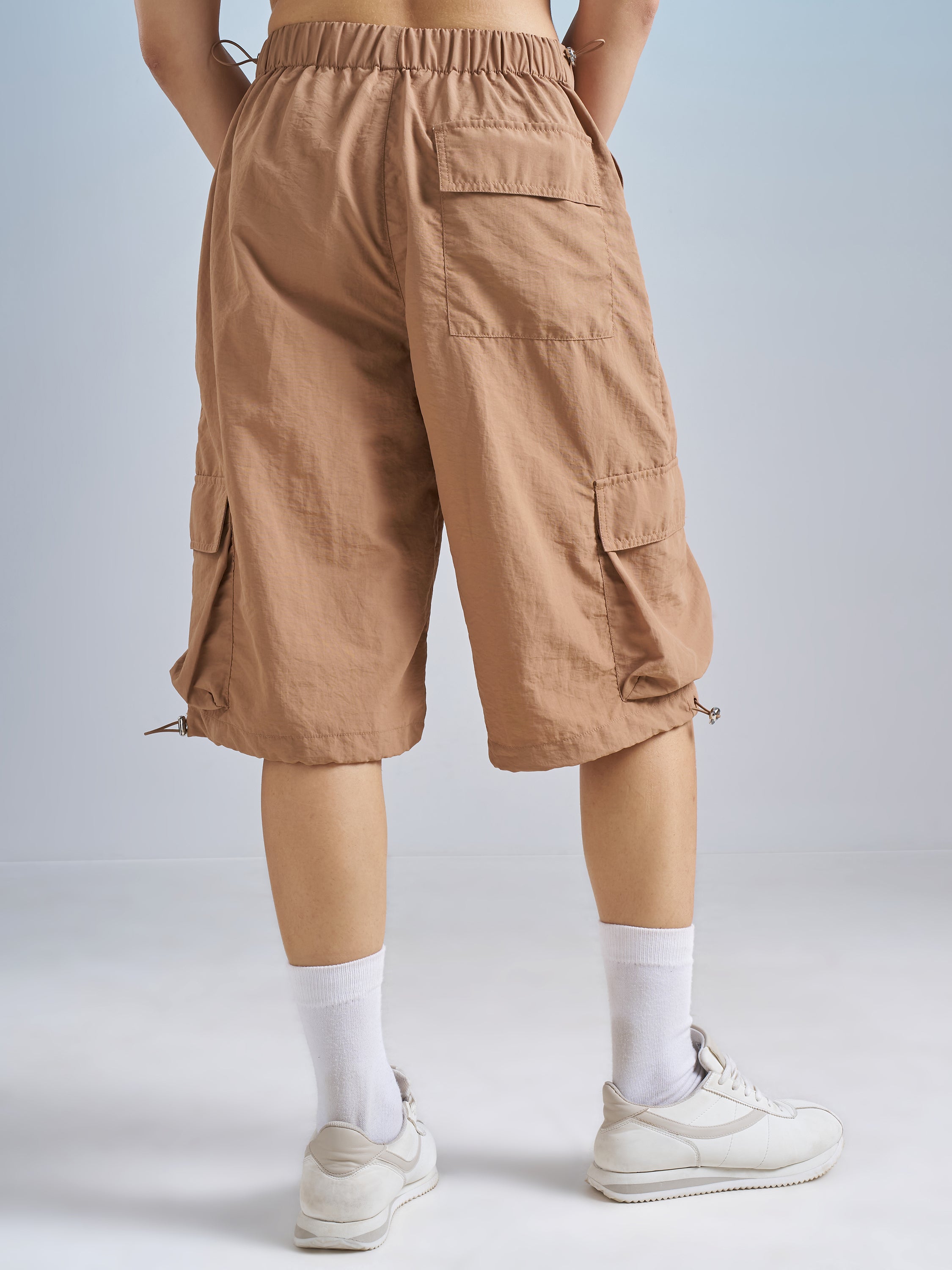 Street By Tokyo Talkies Women Brown Relaxed Fit Cargo Shorts - Brown - Image 3