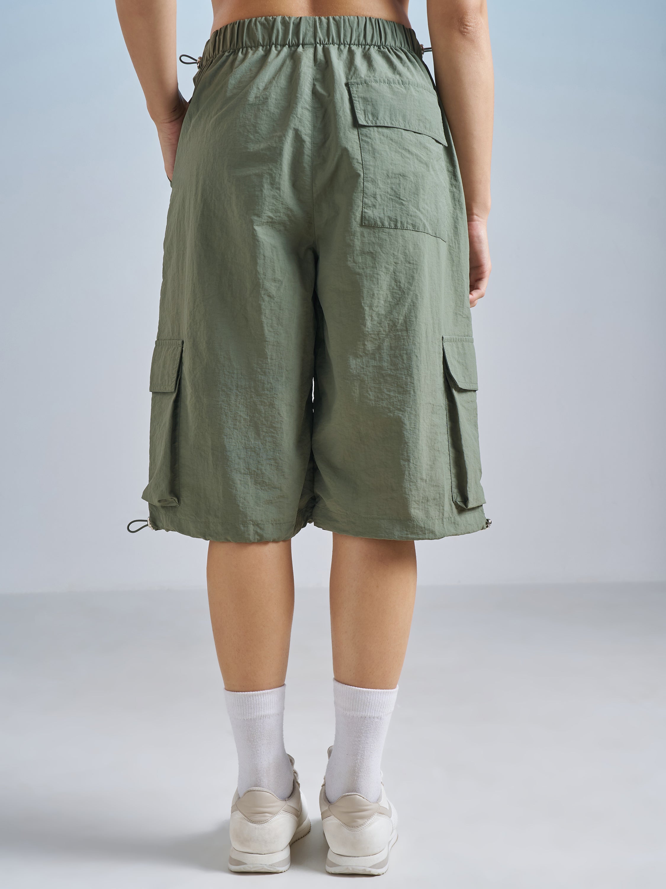 Street By Tokyo Talkies Women Olive Relaxed Fit Cargo Shorts - Olive - Image 3