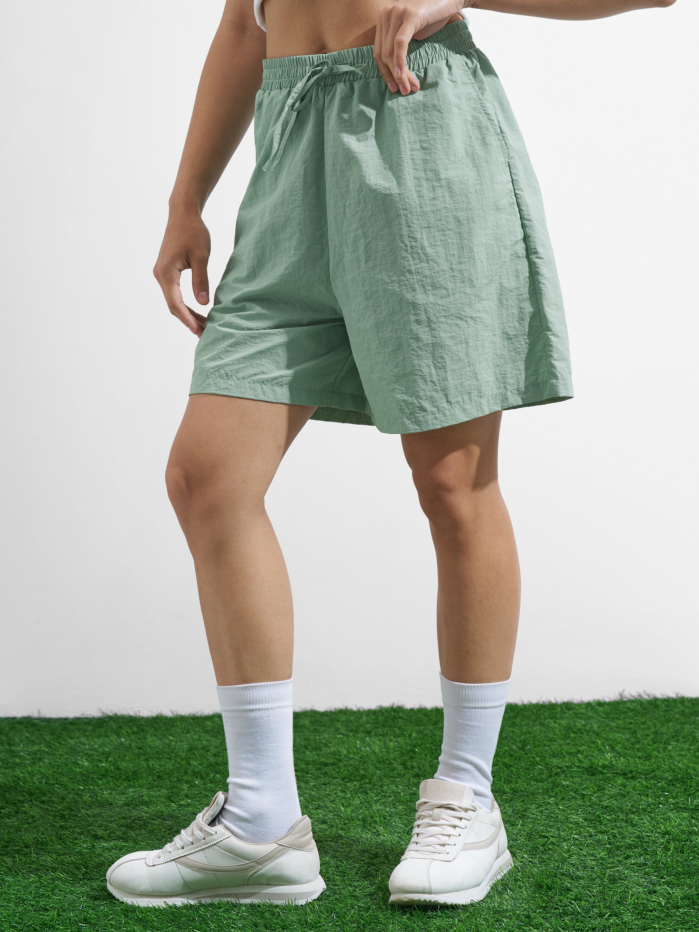 Street By Tokyo Talkies Women Green Regular Fit Shorts - Green - Image 4