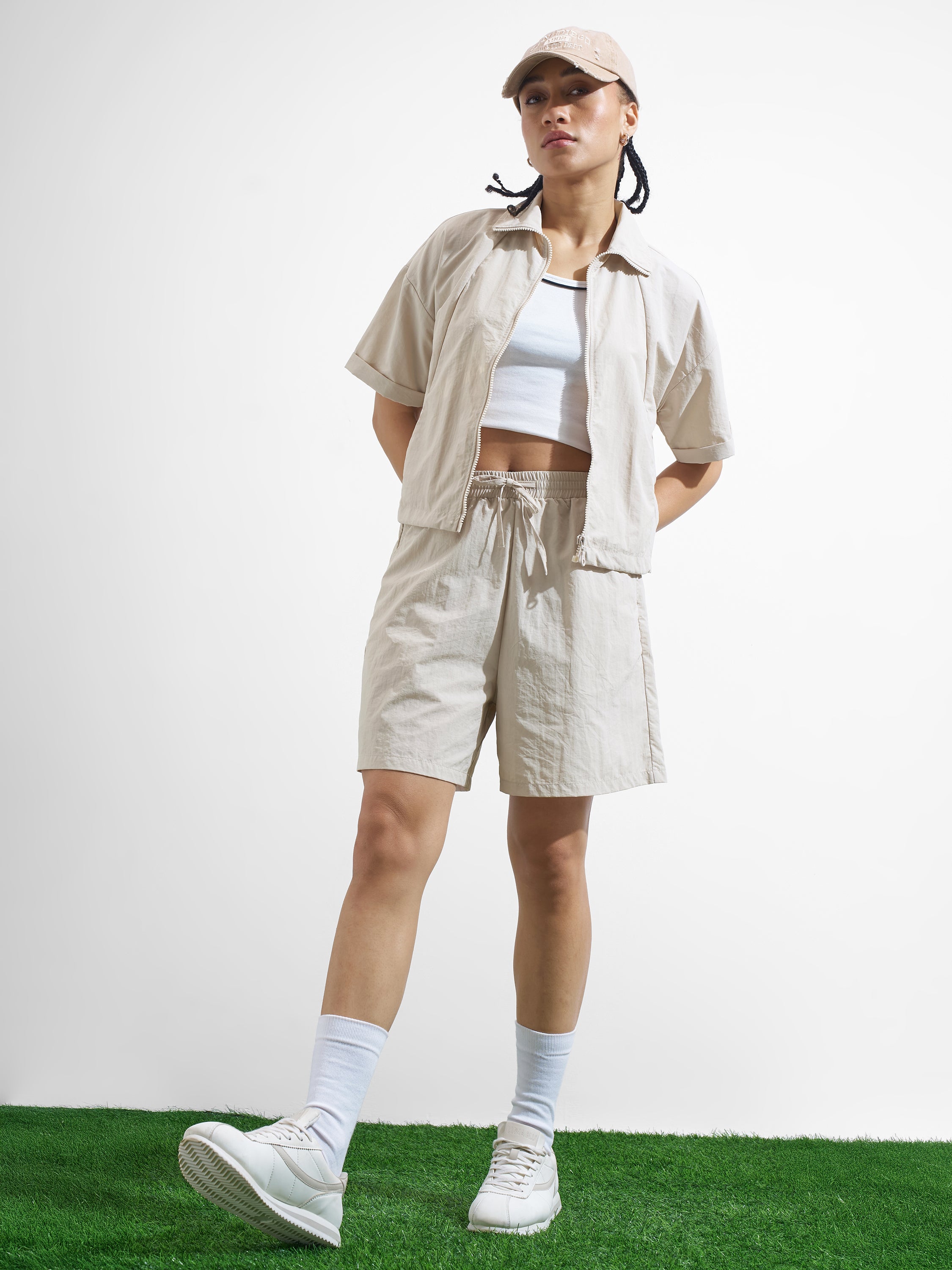 Street By Tokyo Talkies Women Beige Regular Fit Shorts - Beige - Image 2