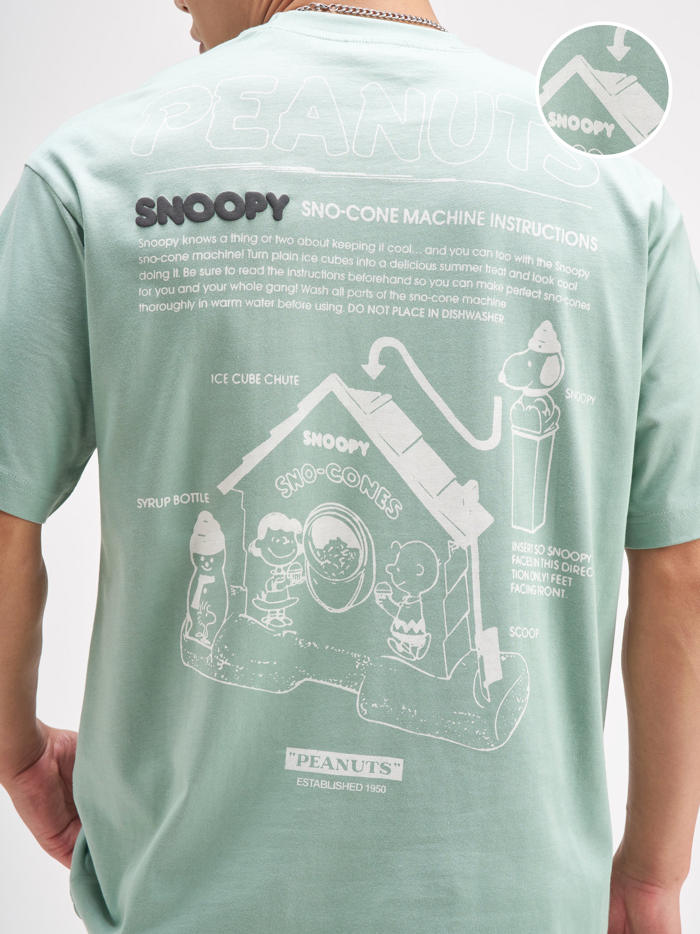 Highlander Men Green Snoopy Peanuts Printed Round Neck T-Shirt - Green - Image 5