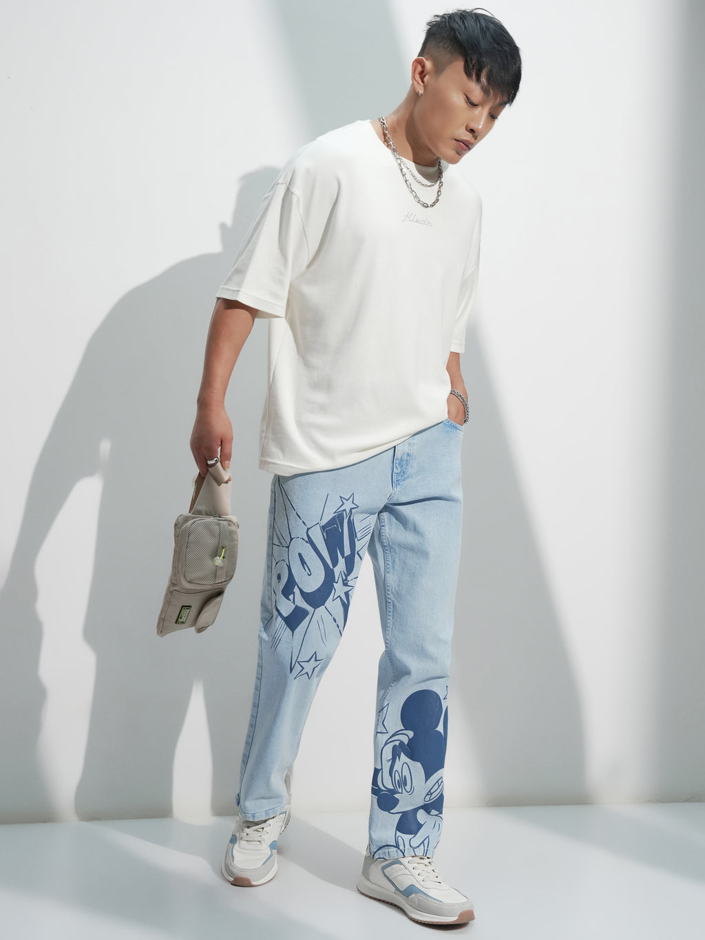 Disney By Highlander Men Blue Mickey Mouse Straight Fit Stretchable Jeans - Blue - Image 2