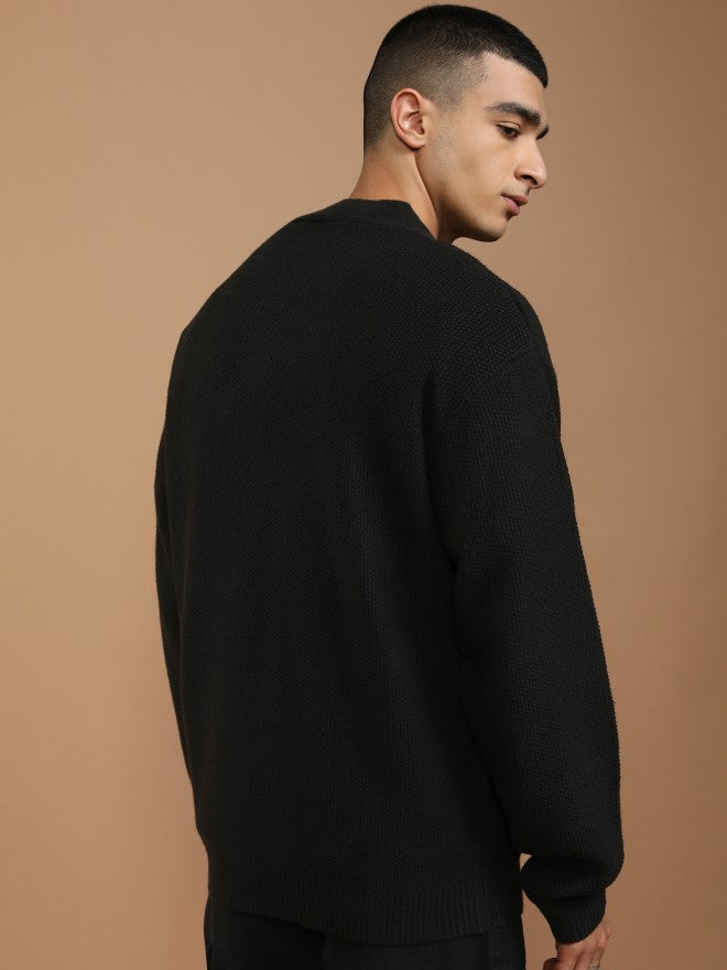 Disney By Highlander Men Black Pluto V-Neck Cardigan Sweater - Black - Image 3