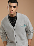 Disney By Highlander Men Grey Pluto V-Neck Cardigan Sweater - Grey - Image 1