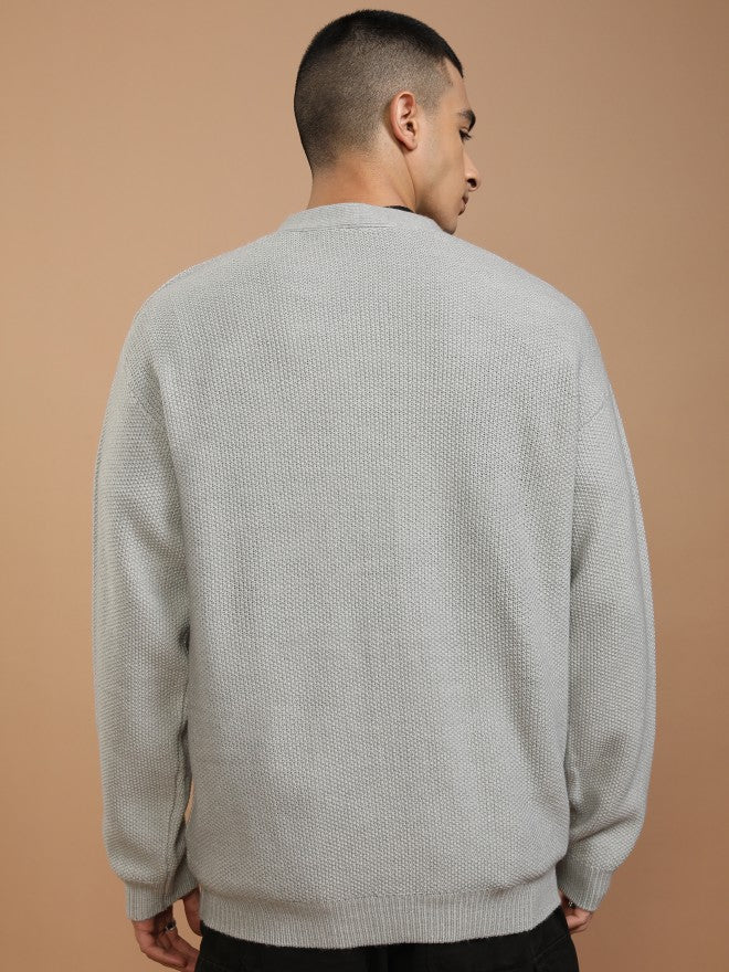 Disney By Highlander Men Grey Pluto V-Neck Cardigan Sweater - Grey - Image 3