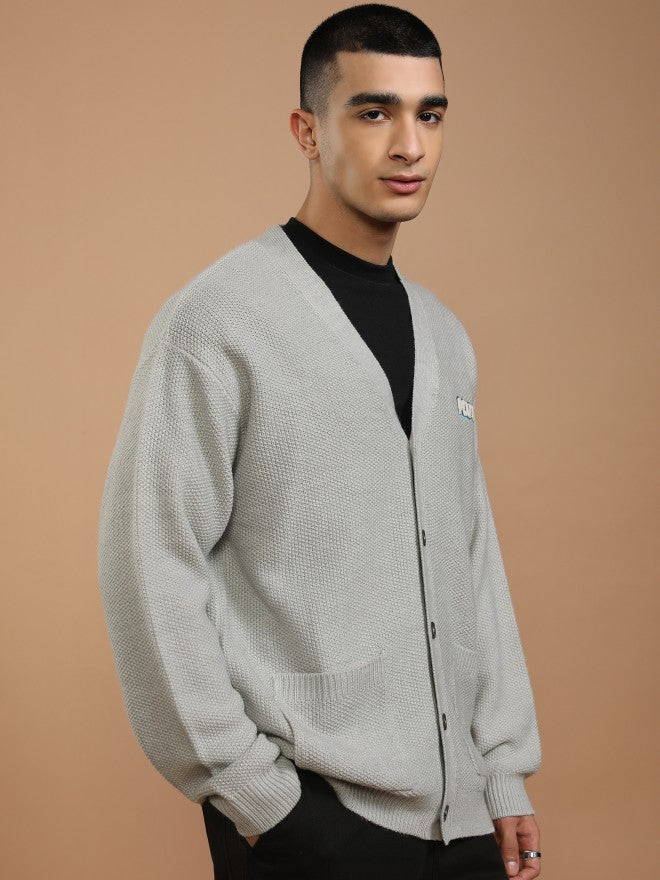 Disney By Highlander Men Grey Pluto V-Neck Cardigan Sweater - Grey - Image 6