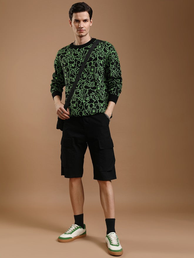 Disney By Highlander Men Black Mickey Mouse Round Neck Pullover Sweater - Black - Image 2