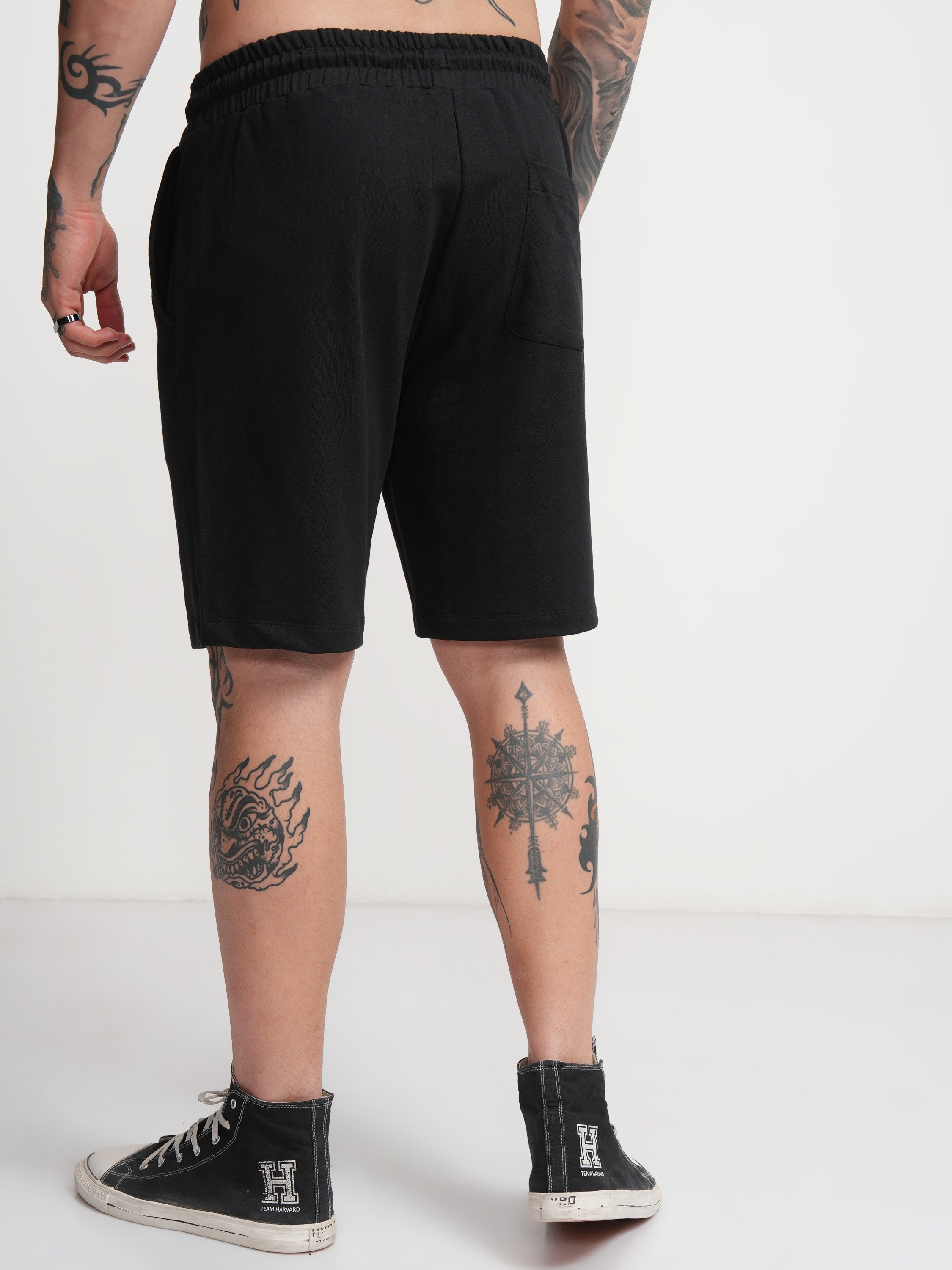 Disney By Highlander Men Black Stitch Relaxed Fit Shorts - Black - Image 3