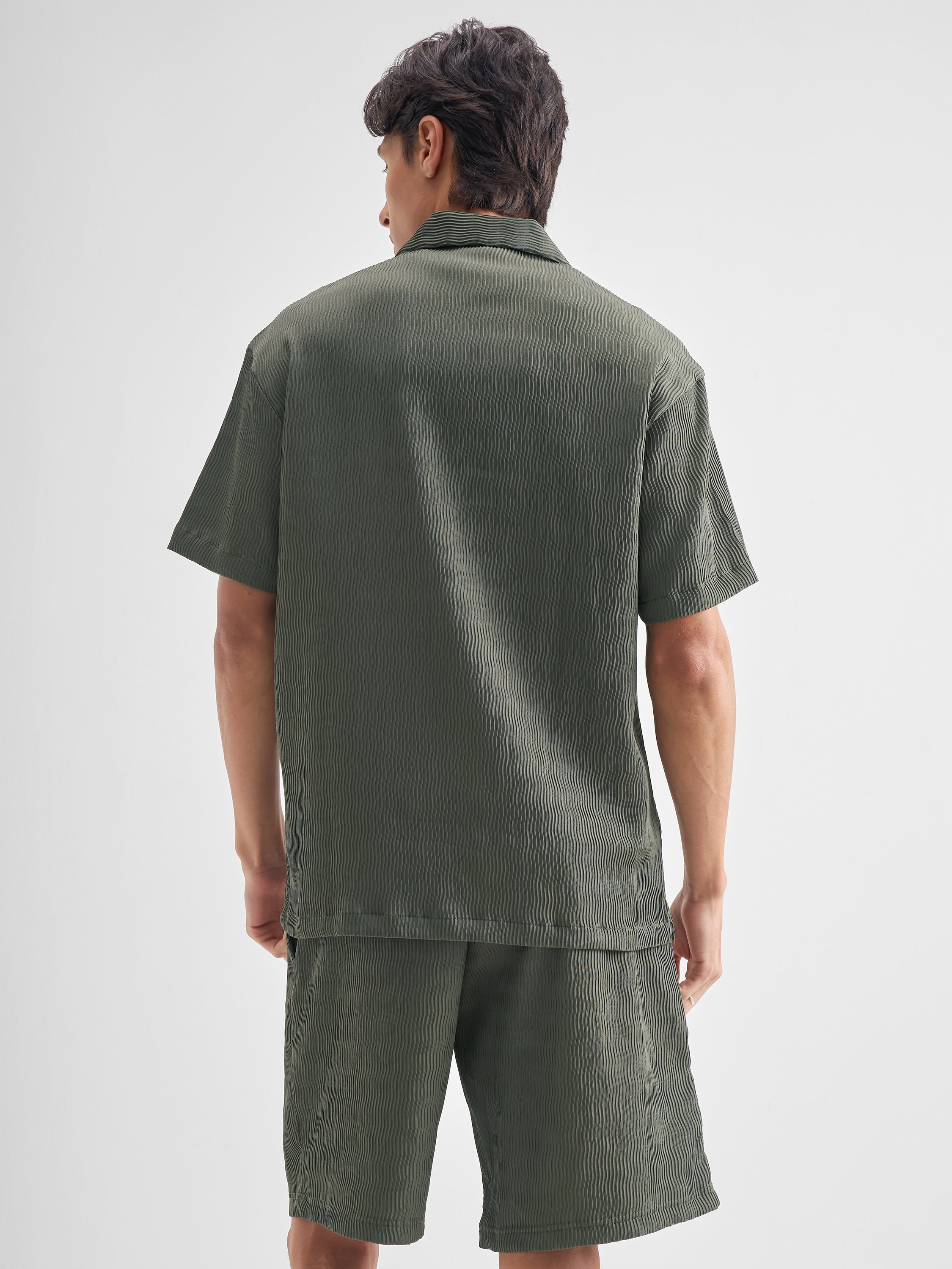Highlander Men Olive Shirt With Shorts Co-Ords