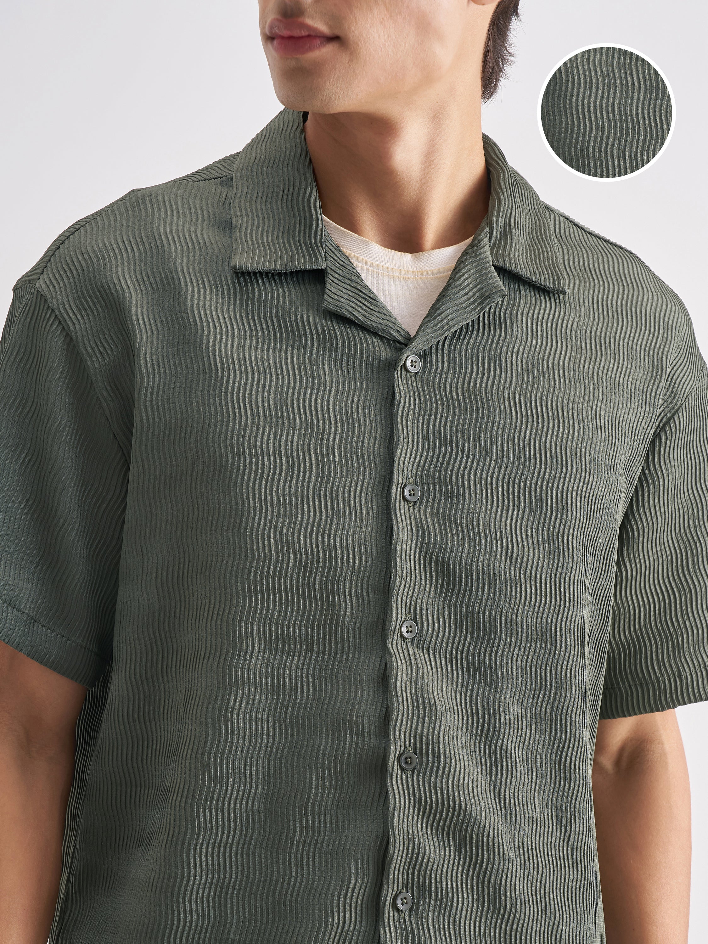 Highlander Men Olive Shirt With Shorts Co-Ords