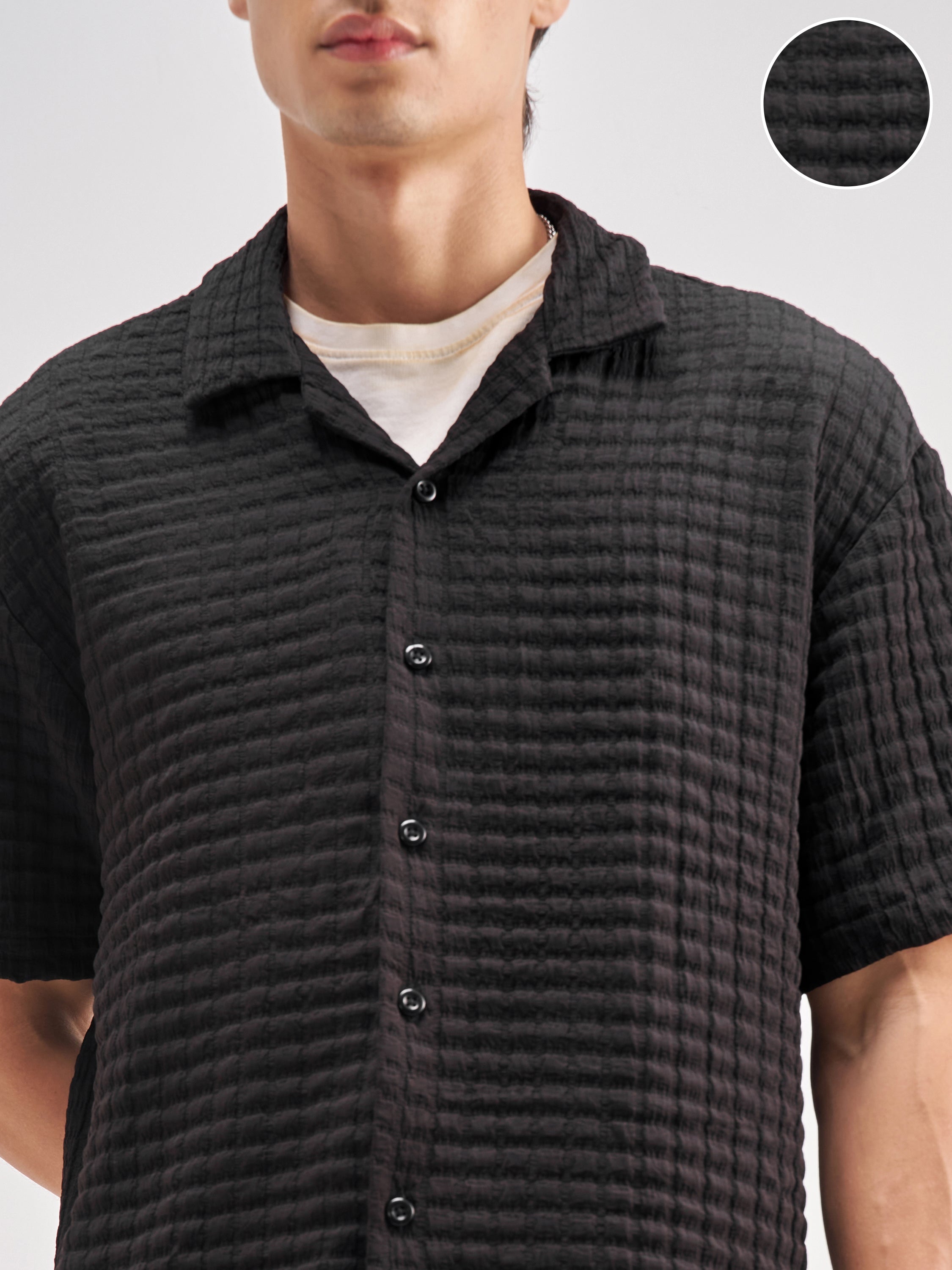 Highlander Men Black Shirt With Shorts Co-Ords