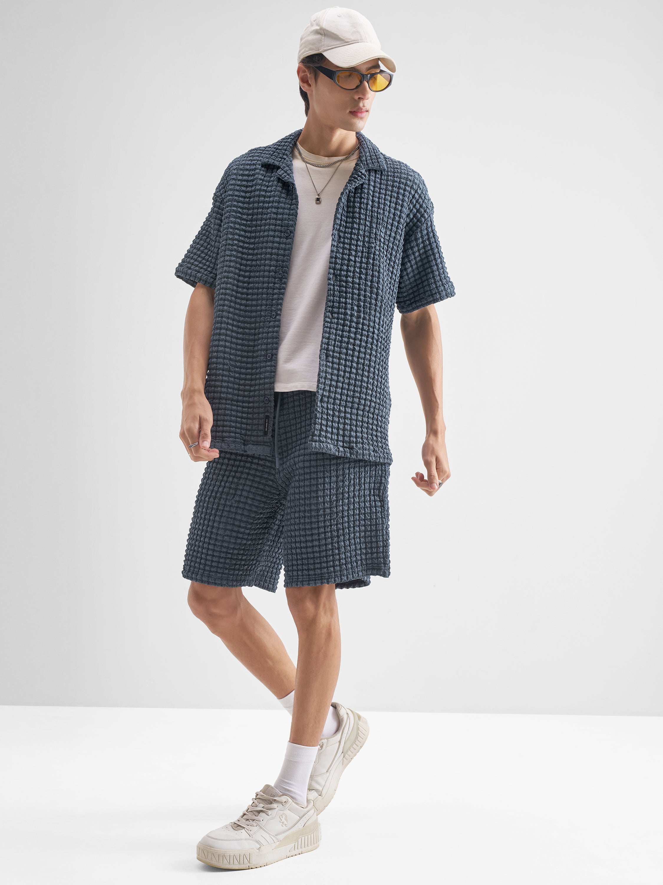 Highlander Men Blue Shirt With Shorts Co-Ords