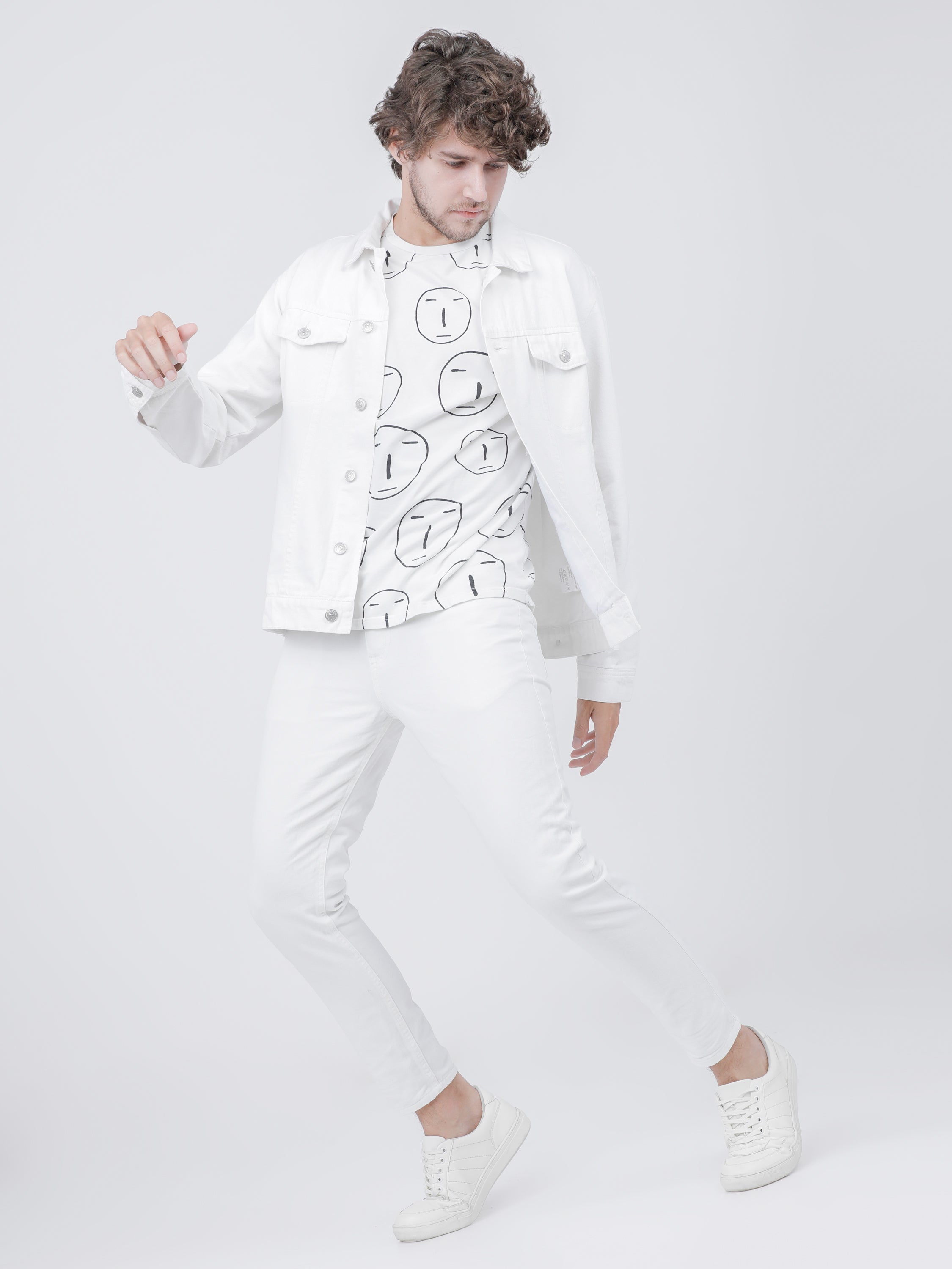 Highlander Men White Solid Denim Jacket - White - Image 5