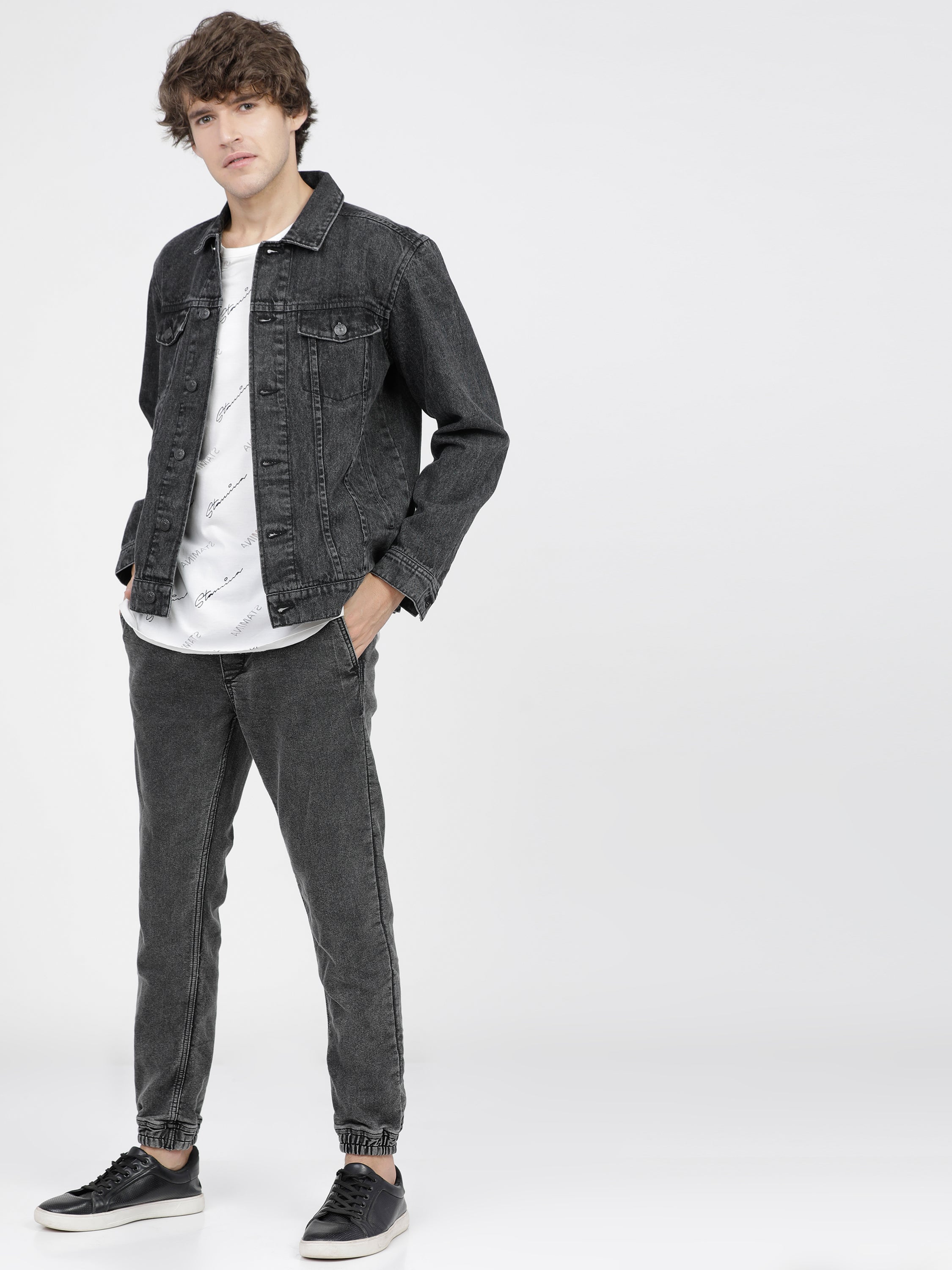 Highlander Men Grey Solid Denim Jacket - Grey - Image 5