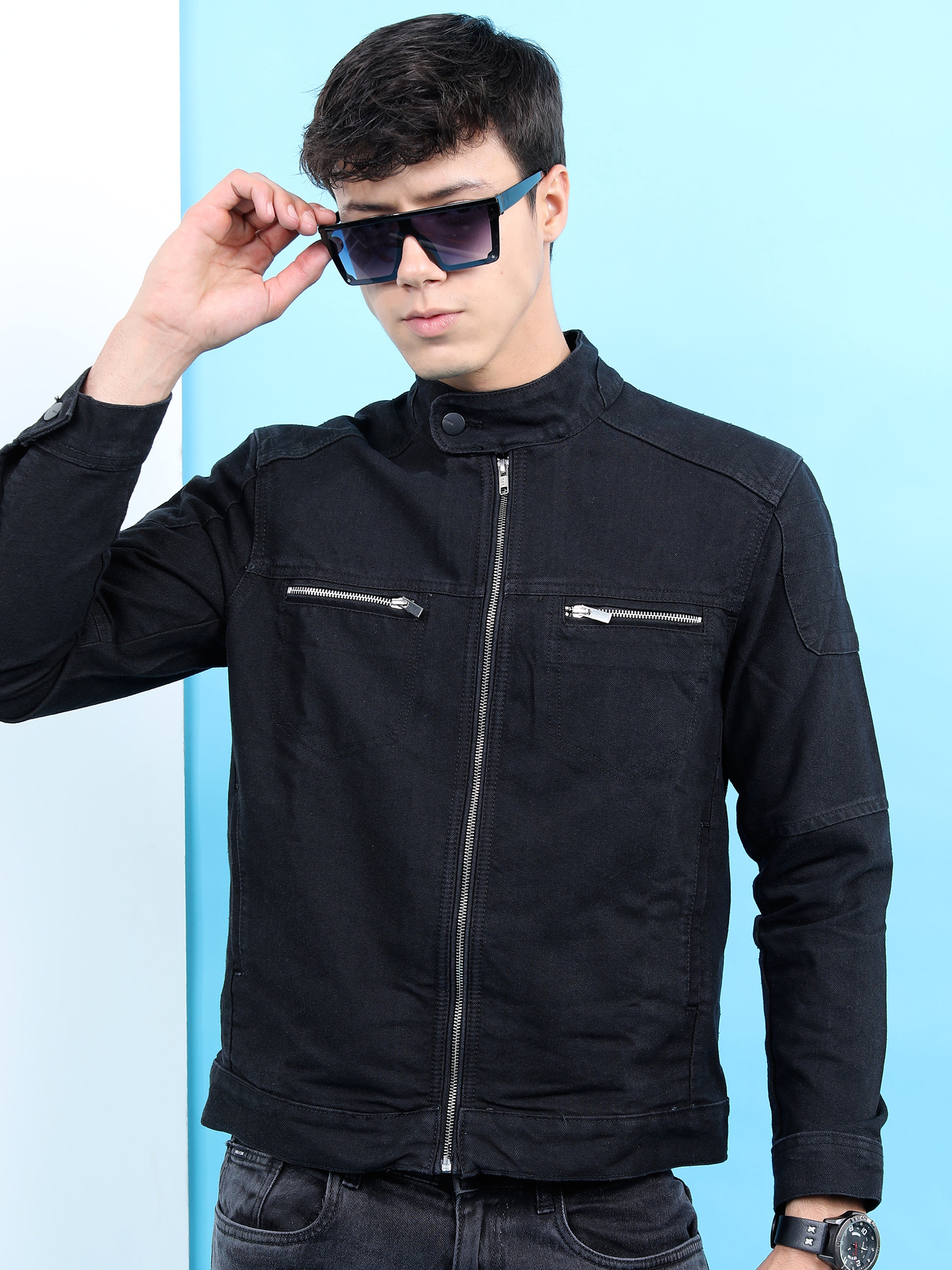 Highlander Men Black Solid Tailored Jacket - Black - Image 1