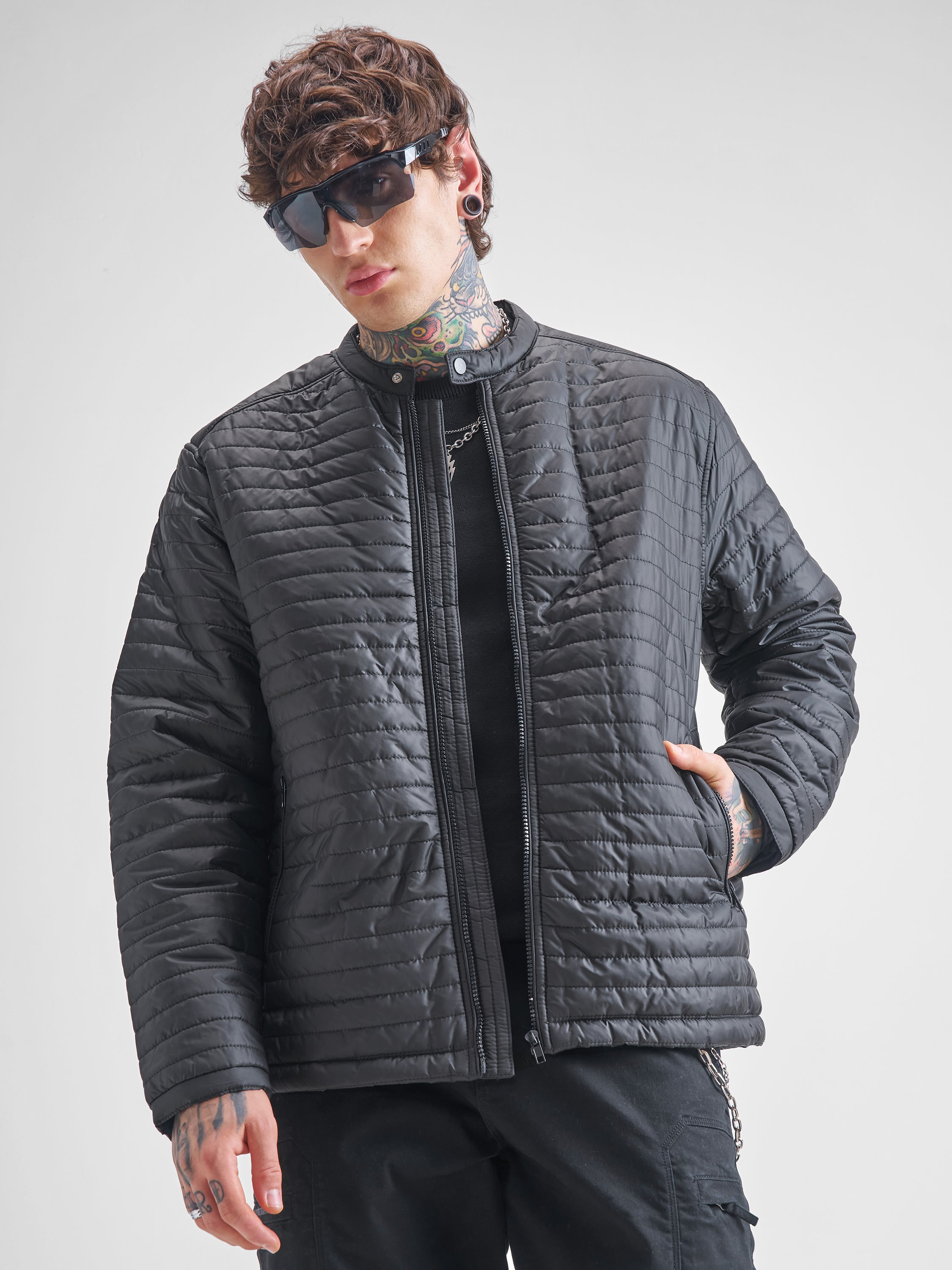 Highlander Men Black Solid Puffer Jacket - Black - Image 1