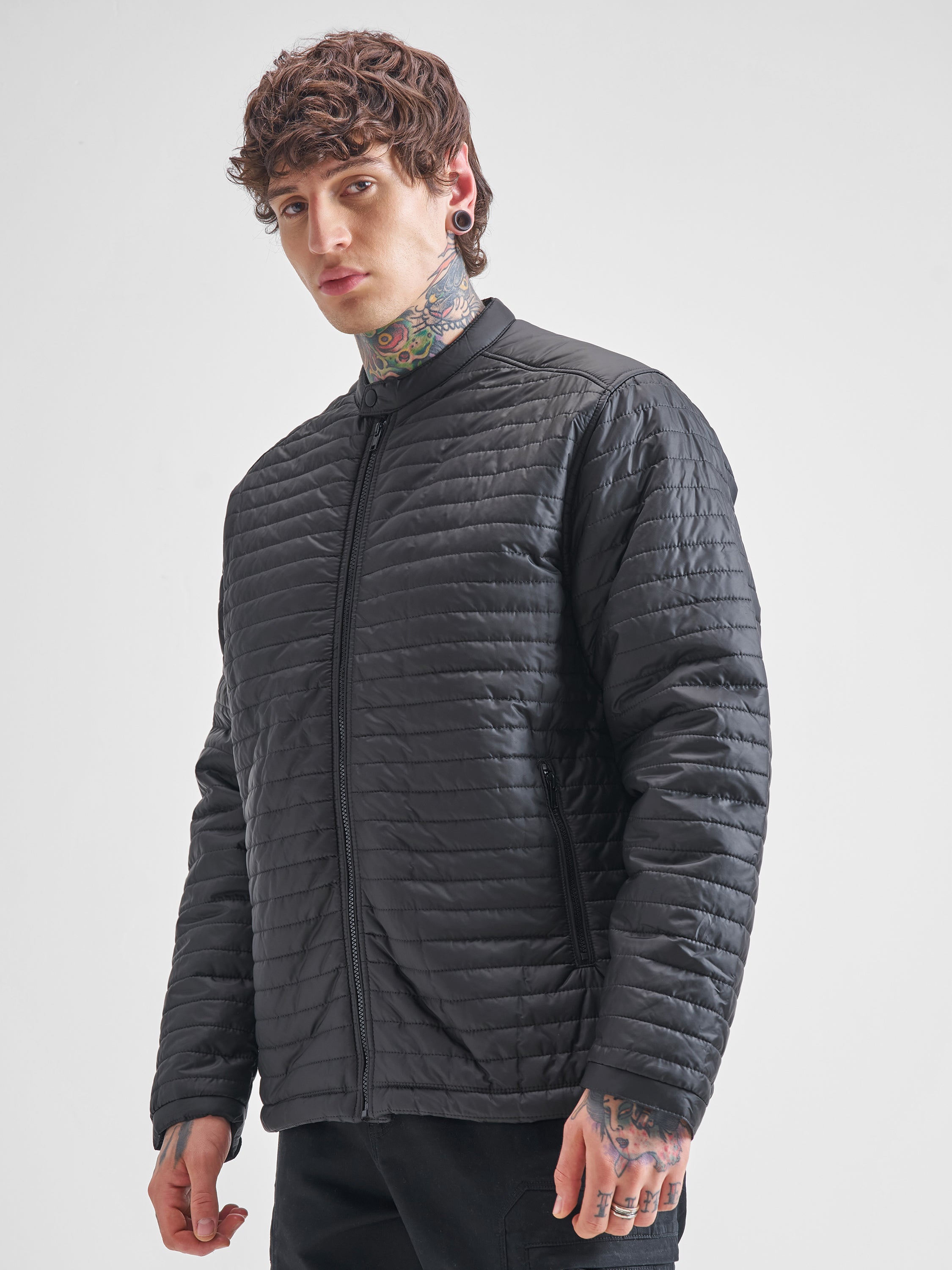 Highlander Men Black Solid Puffer Jacket - Black - Image 4