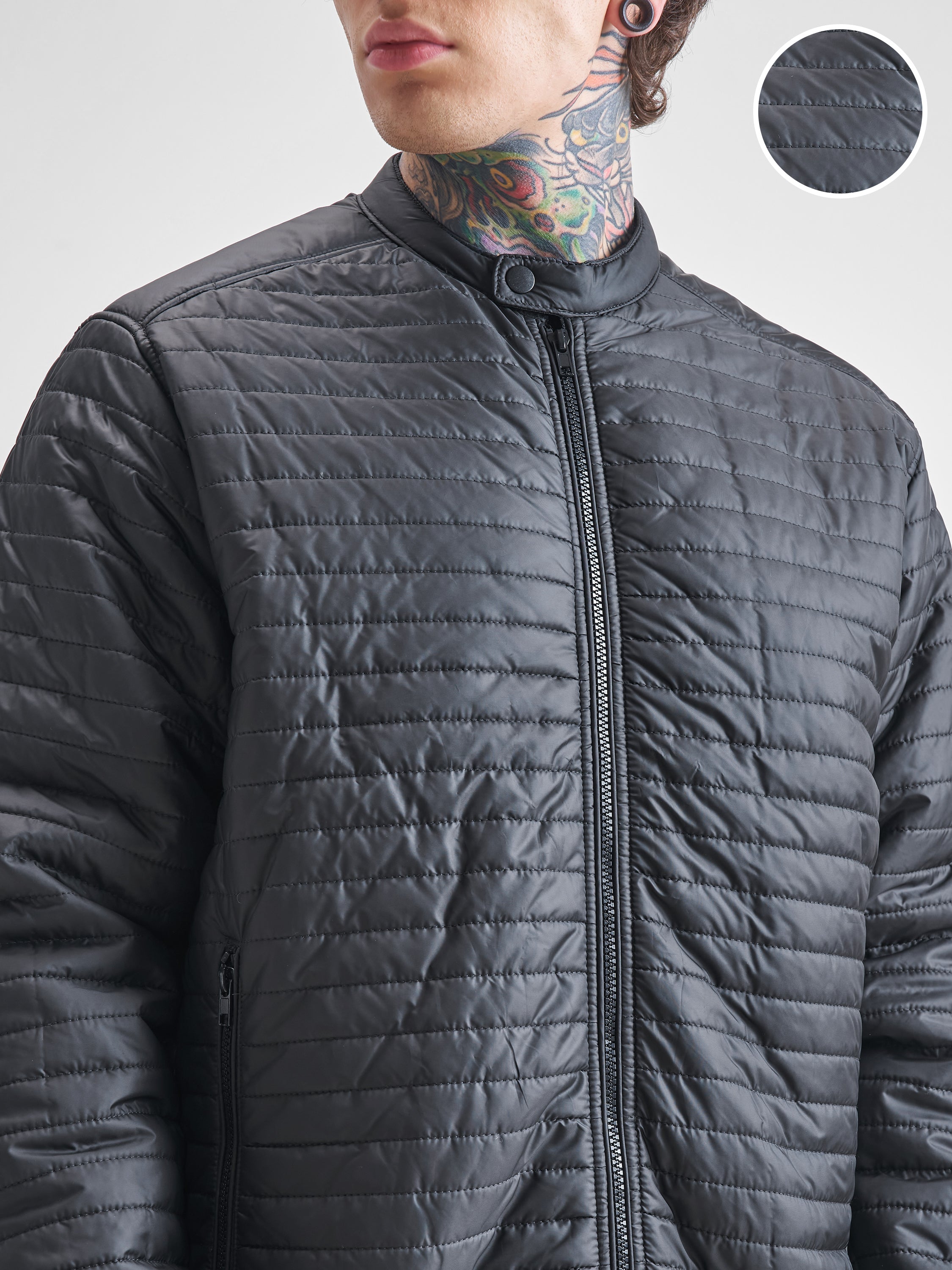 Highlander Men Black Solid Puffer Jacket - Black - Image 5