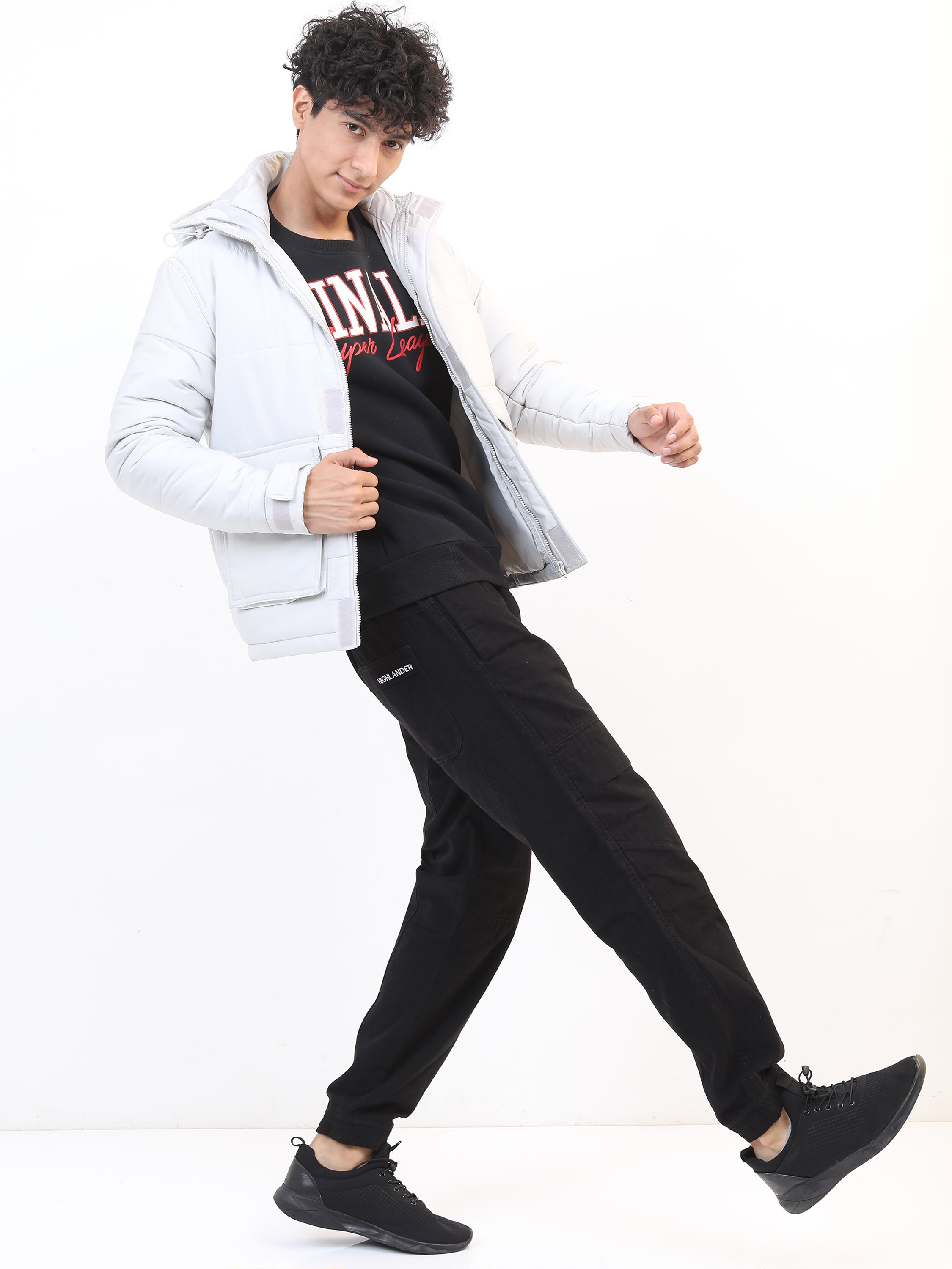 Light Grey Regular Fit Puffer Jacket - Grey - Image 2