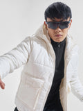White Regular Fit Puffer Jacket - White - Image 1