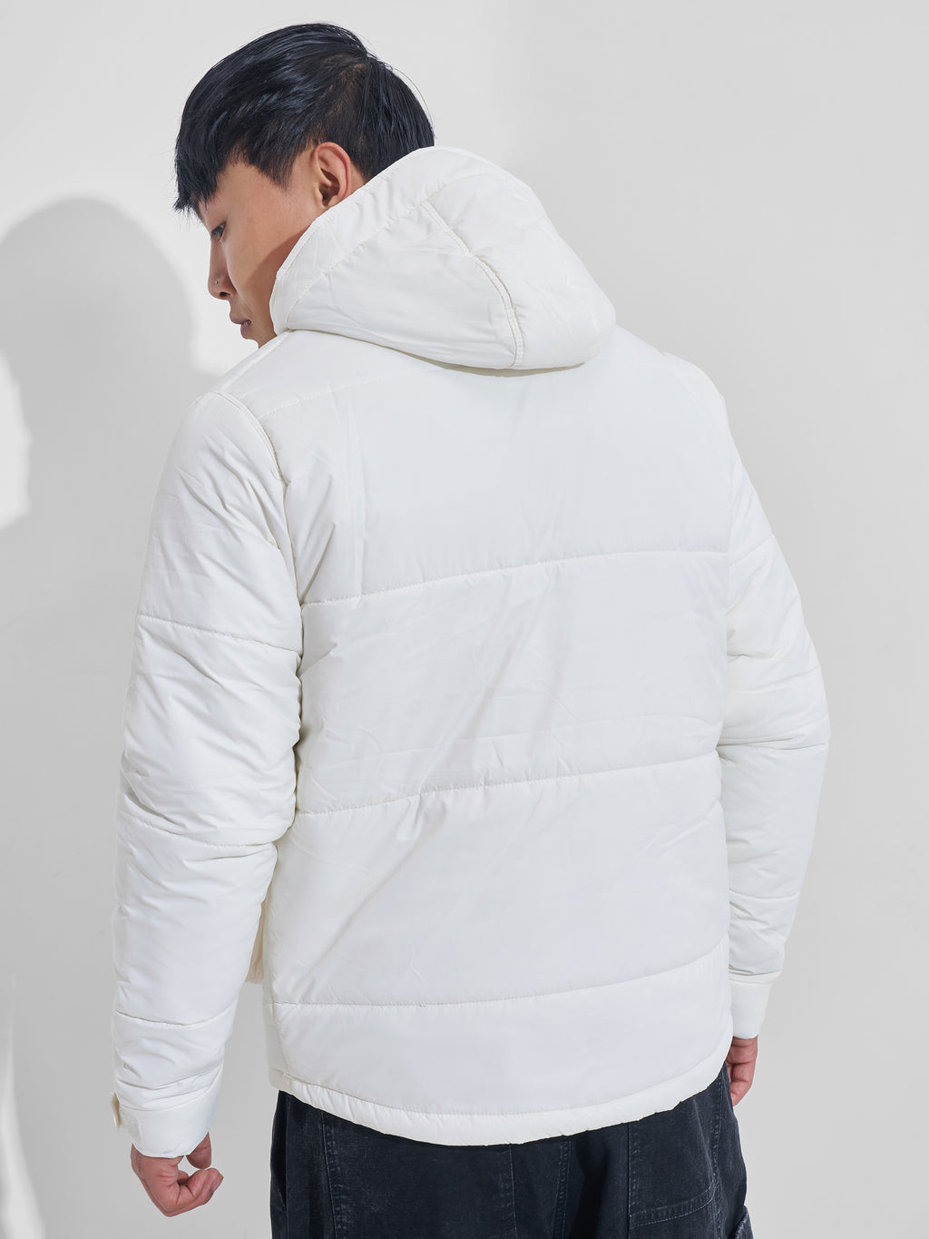 White Regular Fit Puffer Jacket - White - Image 3