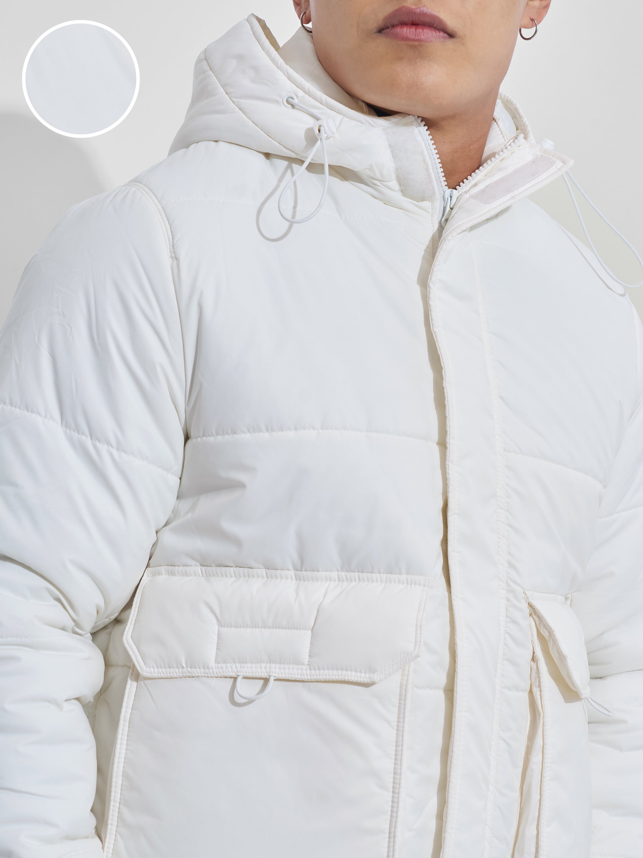 White Regular Fit Puffer Jacket - White - Image 5