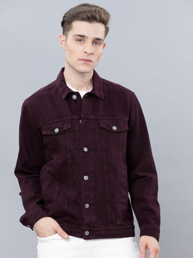 Plum Trucker Fit Denim Jacket - Purple - Image 1