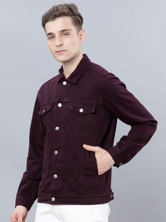 Plum Trucker Fit Denim Jacket - Purple - Image 2