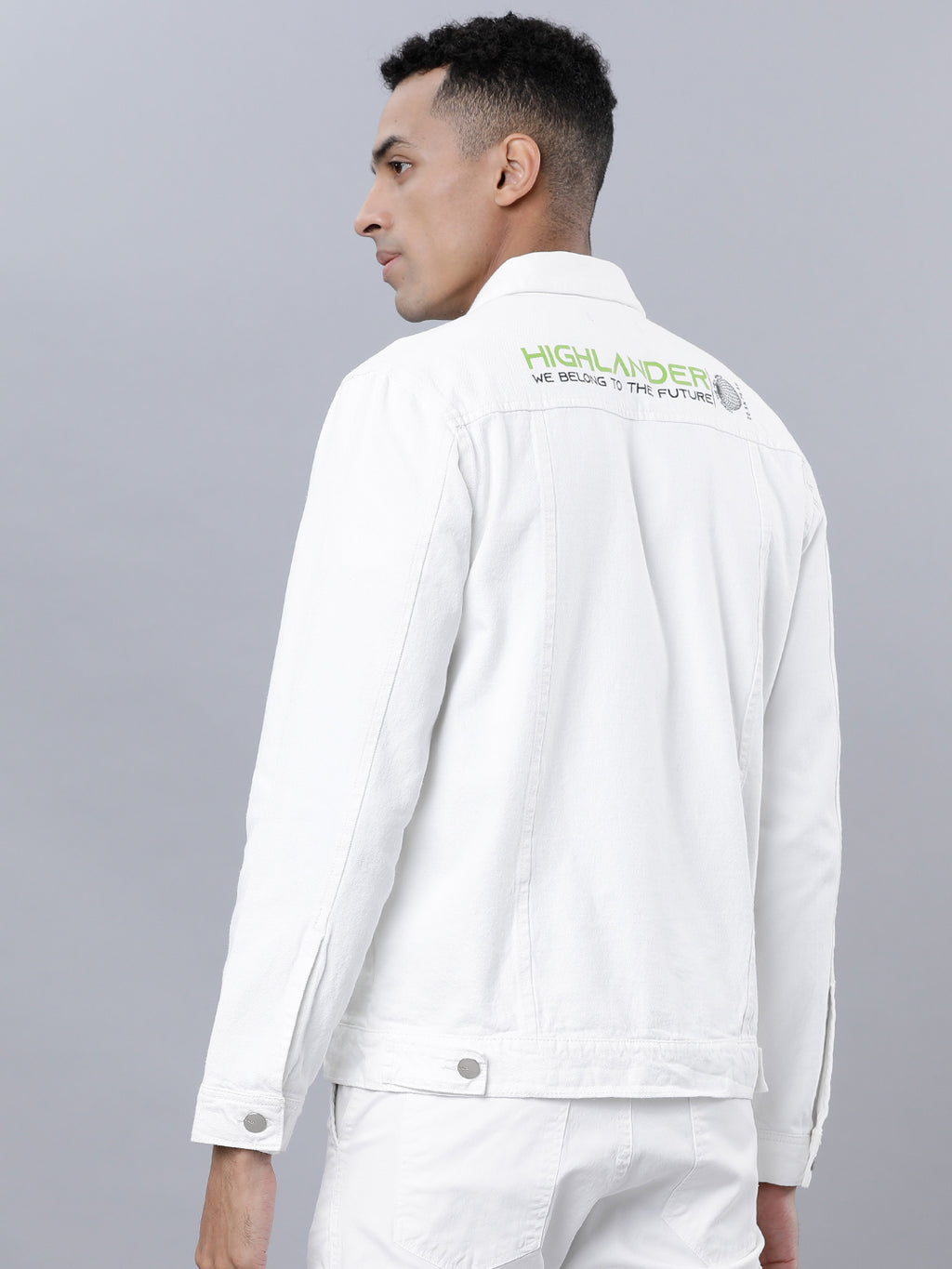 White Trucker Fit Denim Jacket - White - Image 3