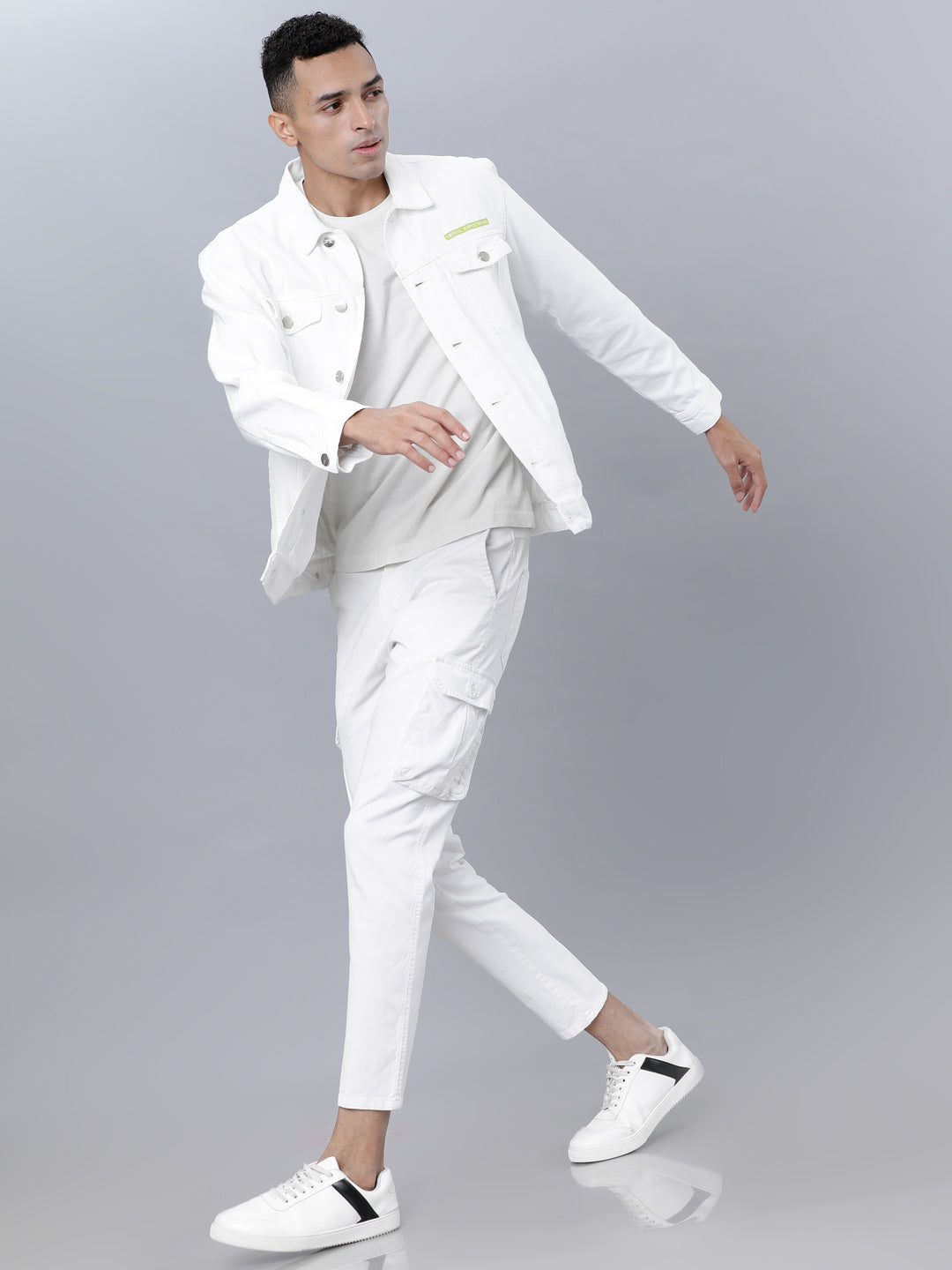 White Trucker Fit Denim Jacket - White - Image 5