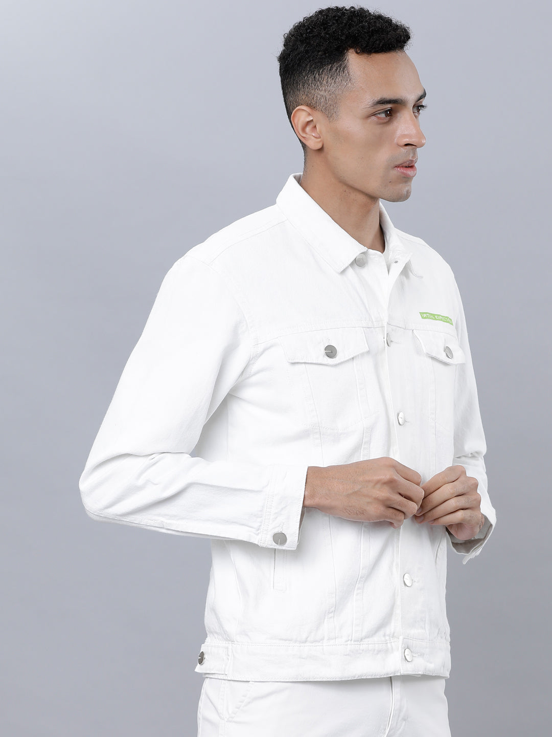 White Trucker Fit Denim Jacket - White - Image 6