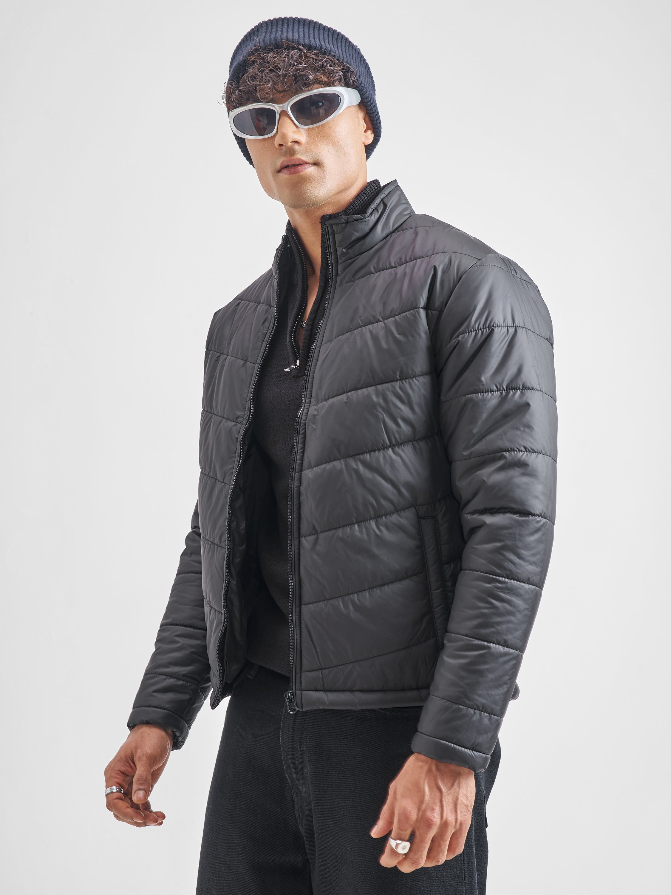 Highlander Mens Black Puffer Jacket - Black - Image 4