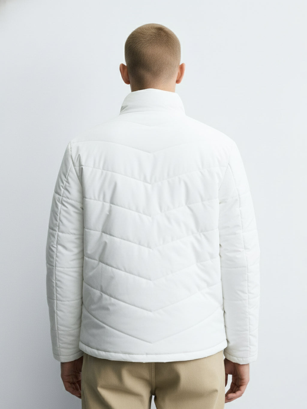Highlander Mens White Puffer Jacket - White - Image 3