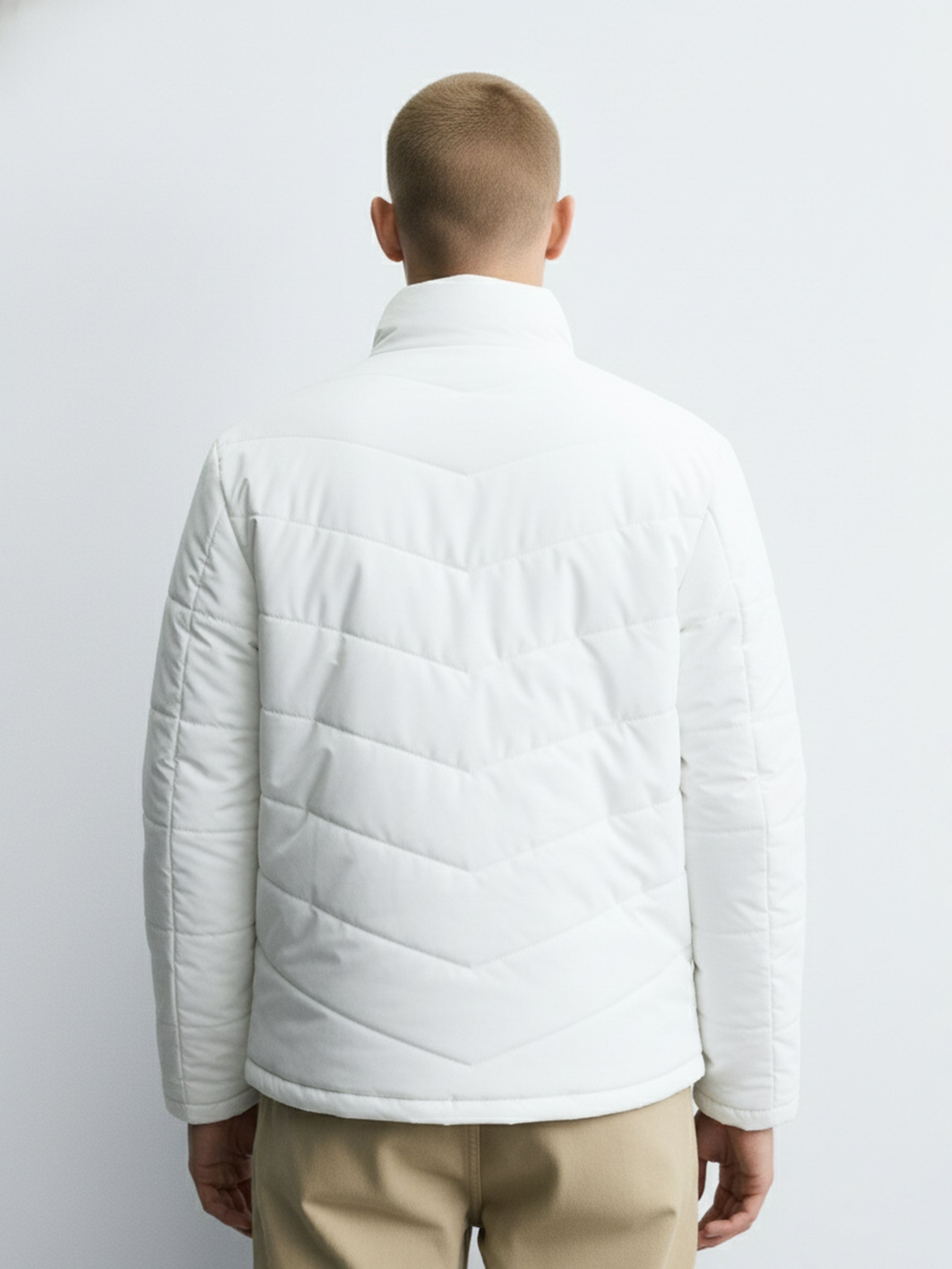 Highlander Mens White Puffer Jacket - White - Image 3