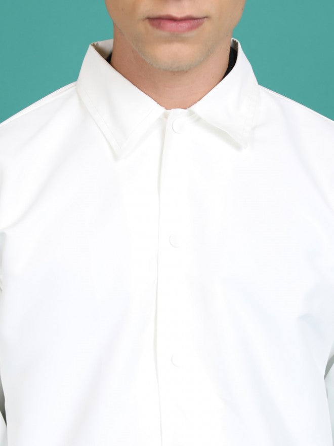 Highlander Men White Solid Bomber Jacket - White - Image 5