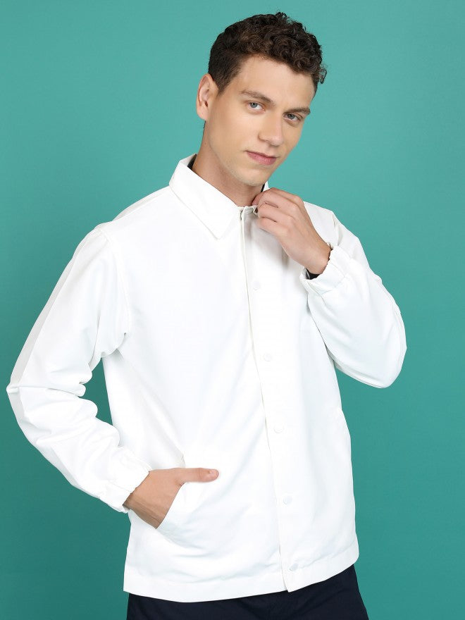 Highlander Men White Solid Bomber Jacket - White - Image 6