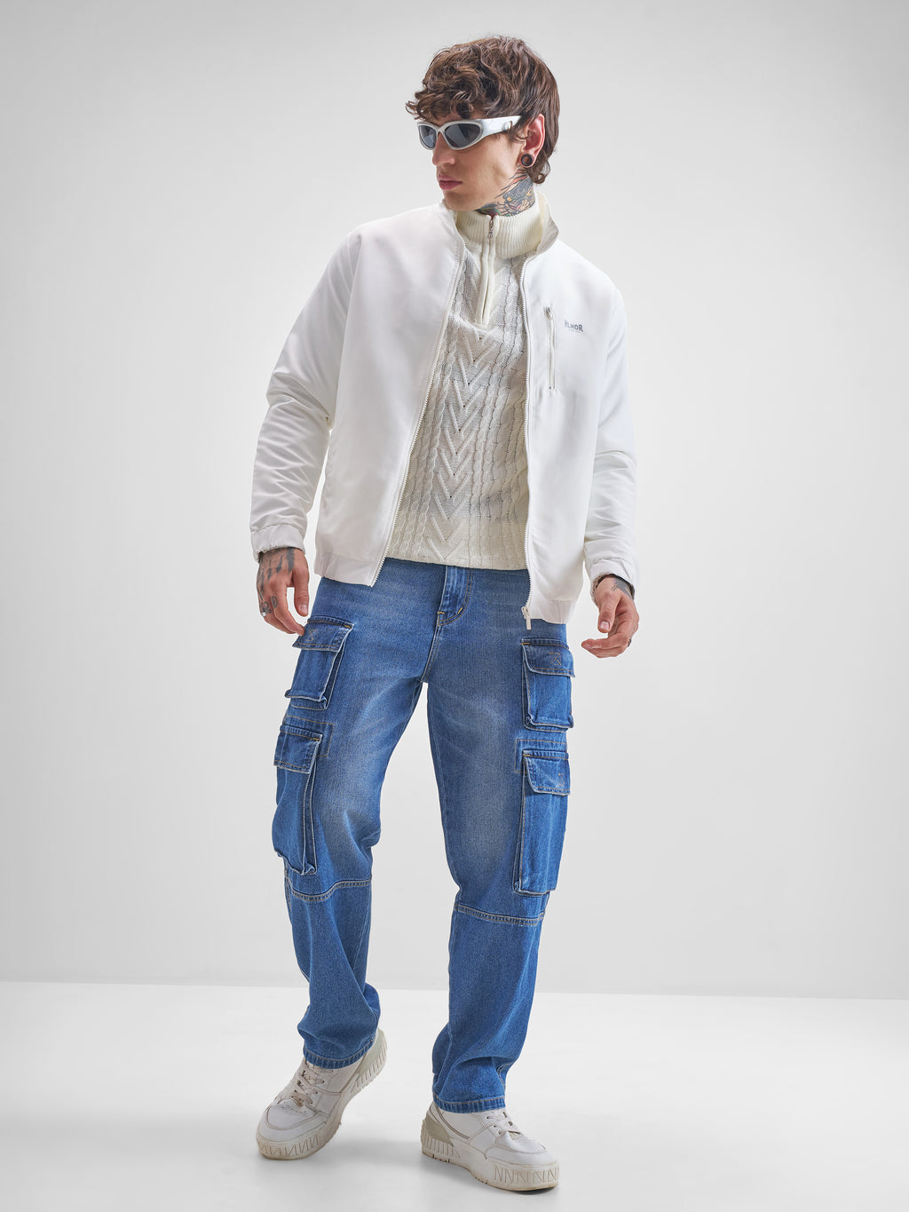 Highlander Men White Solid Bomber Jacket - White - Image 2