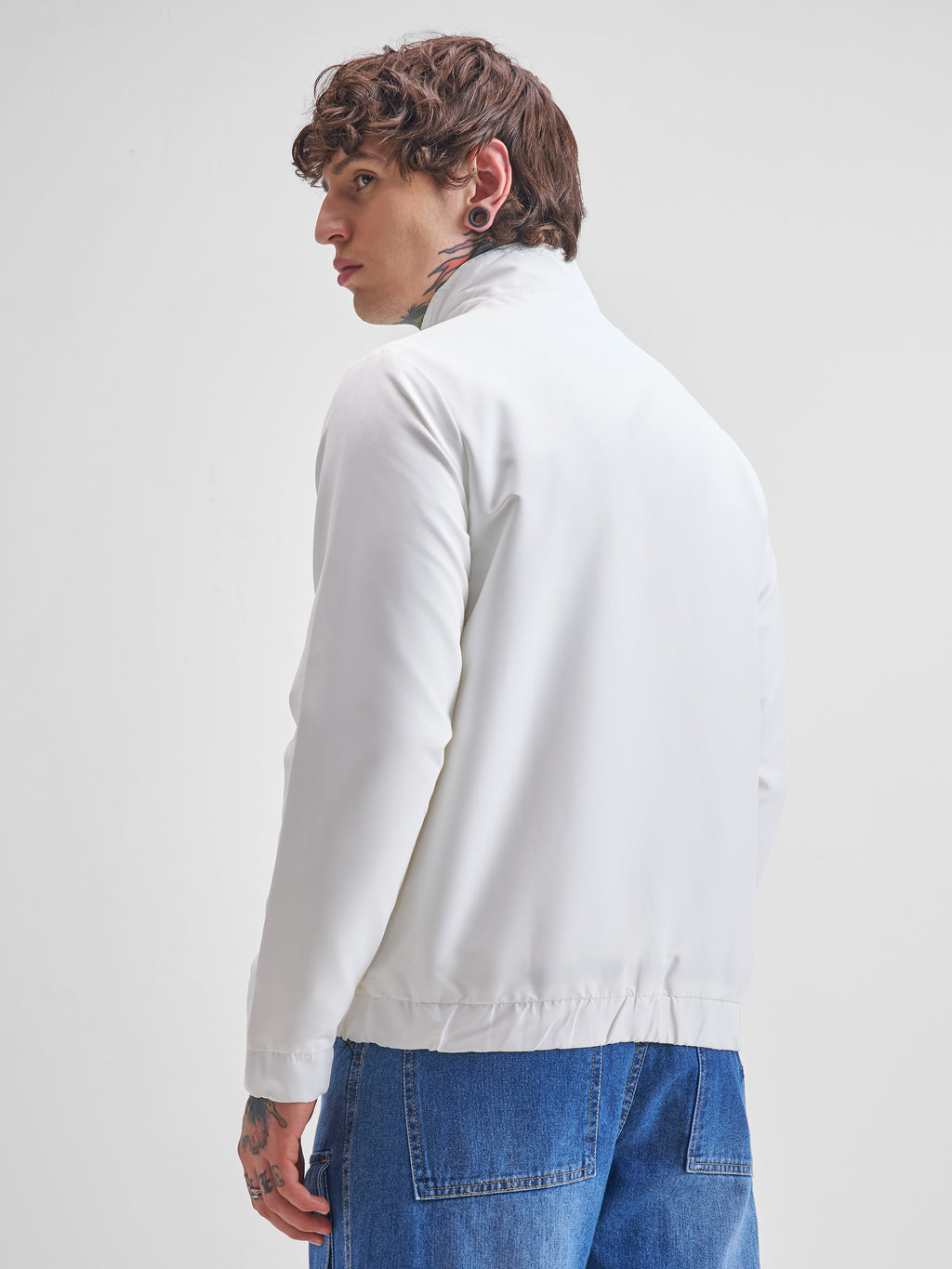 Highlander Men White Solid Bomber Jacket - White - Image 3