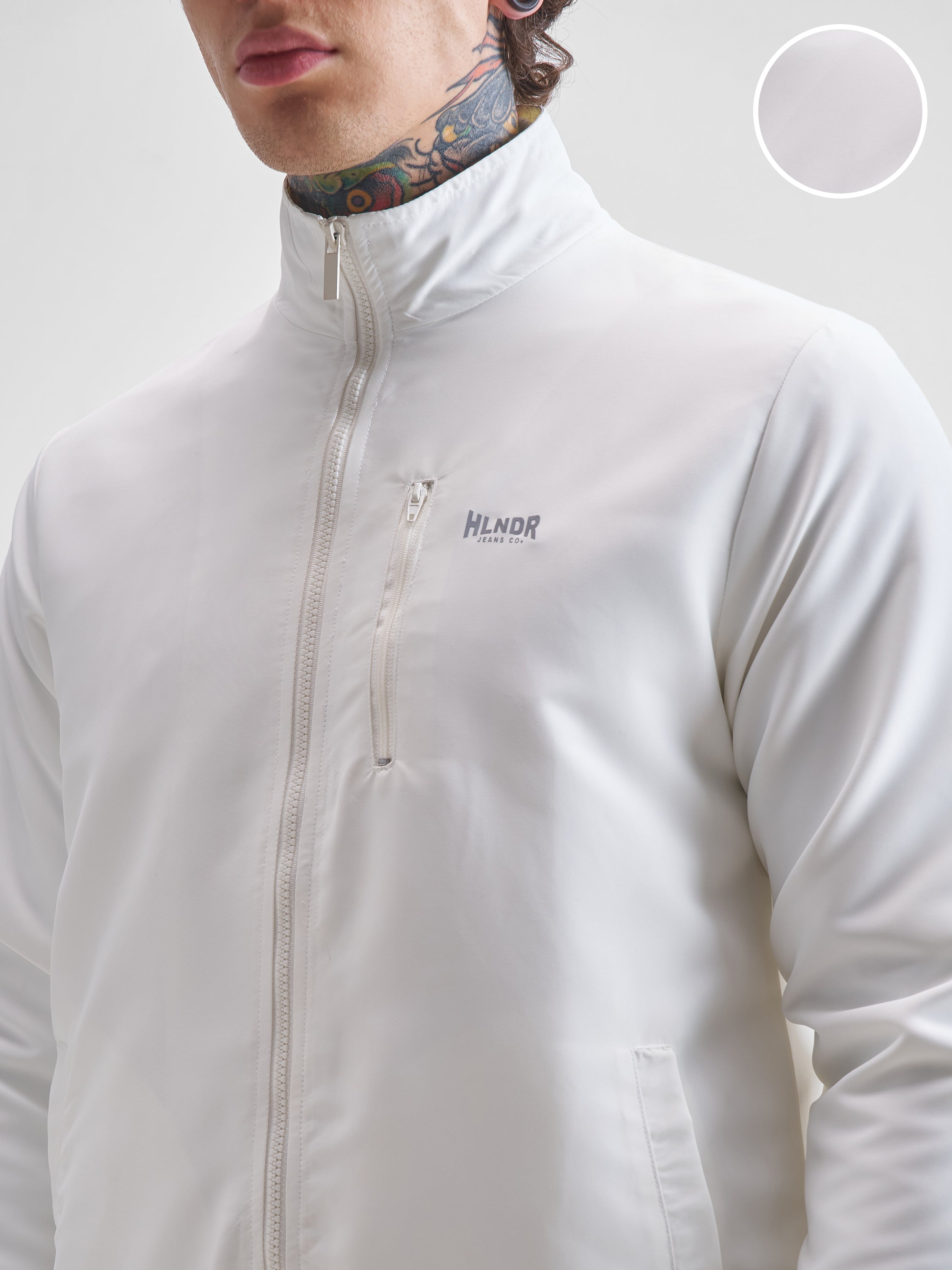 Highlander Men White Solid Bomber Jacket - White - Image 5