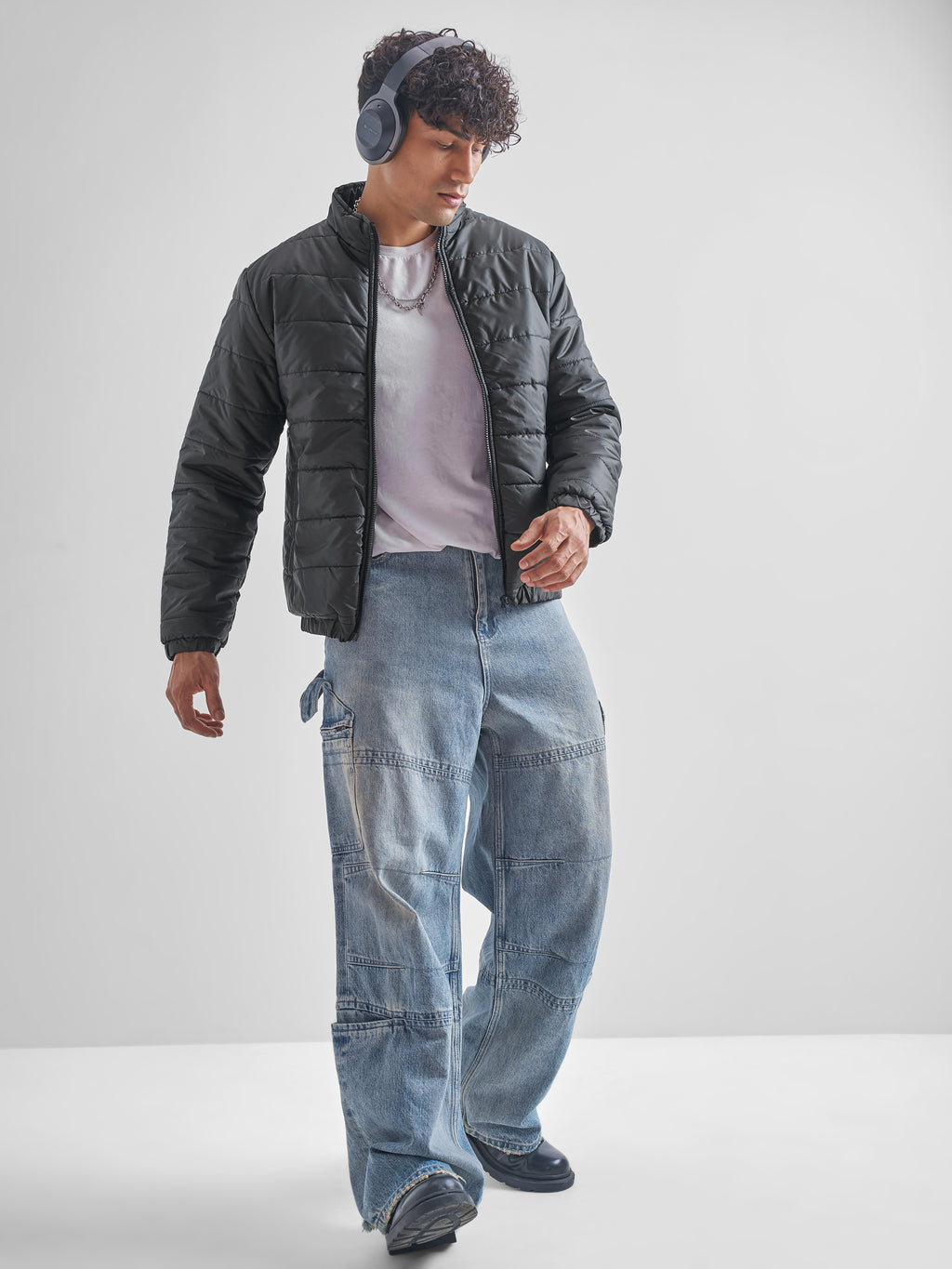 Highlander Men Black Padded Jacket - Black - Image 2